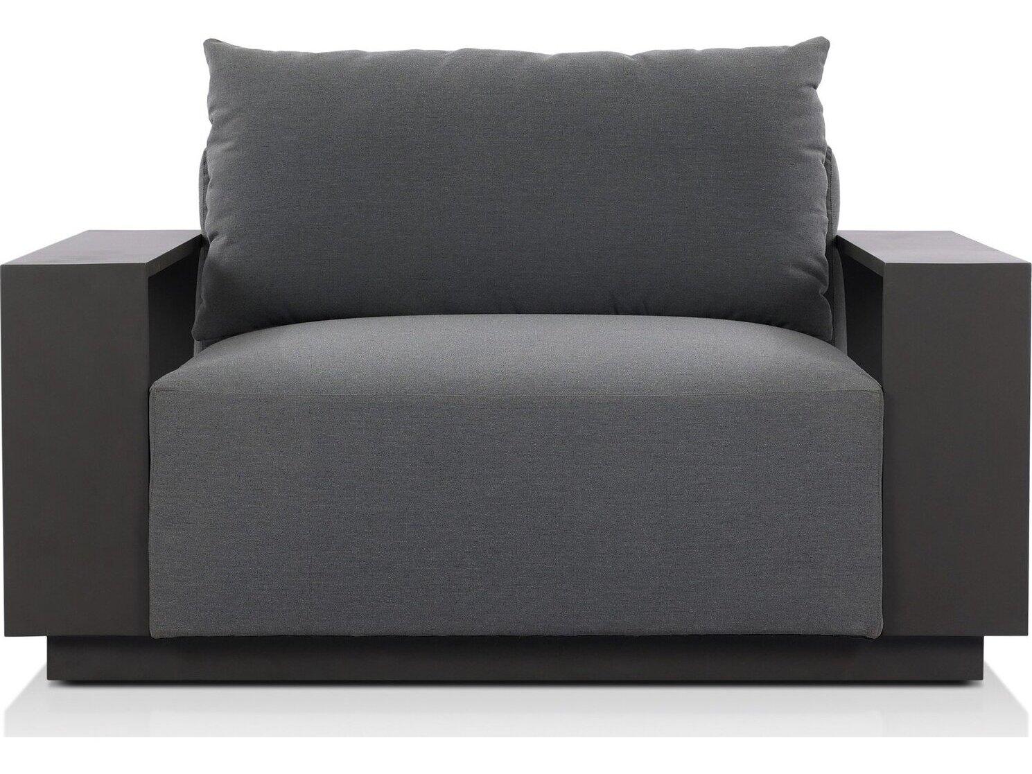 Four Hands Outdoor Garwood Branford Aluminum Cushion Lounge Chair in Arashi Graphite