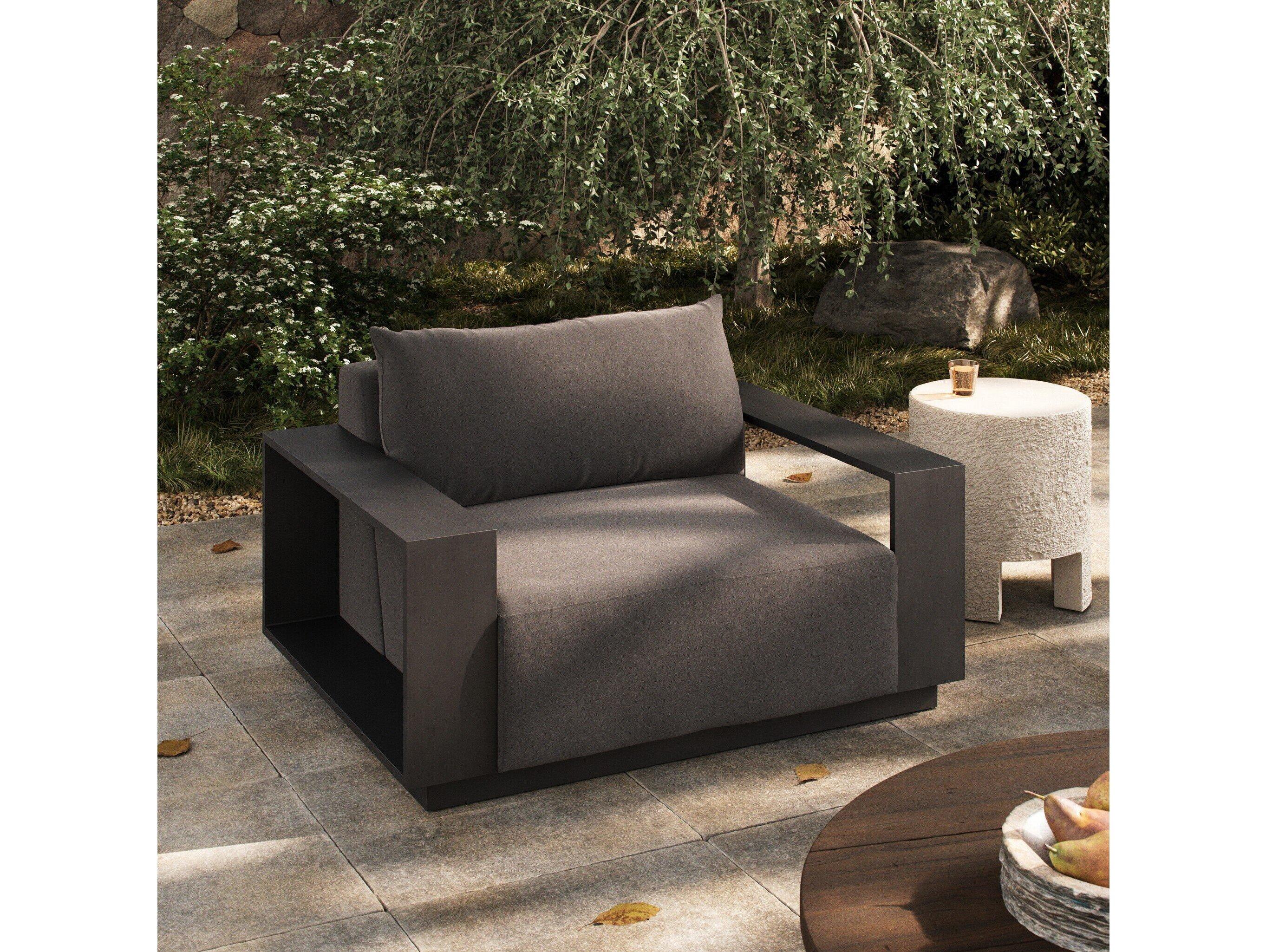 Four Hands Outdoor Garwood Branford Aluminum Cushion Lounge Chair in Arashi Graphite