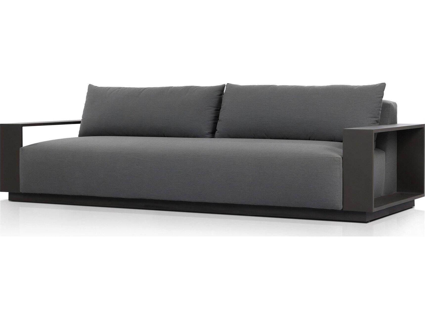 Four Hands Outdoor Garwood Branford Aluminum Cushion Sofa in Arashi Graphite