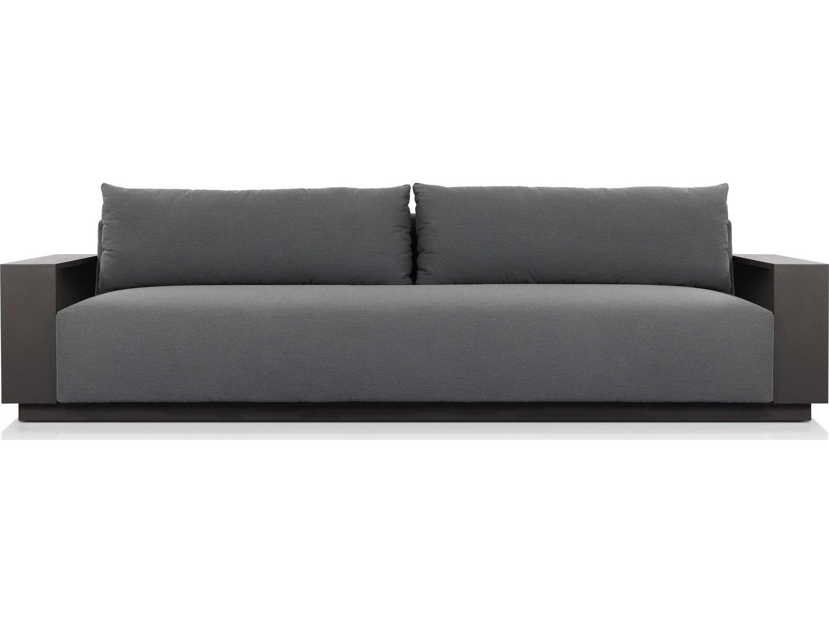Four Hands Outdoor Garwood Branford Aluminum Cushion Sofa in Arashi Graphite