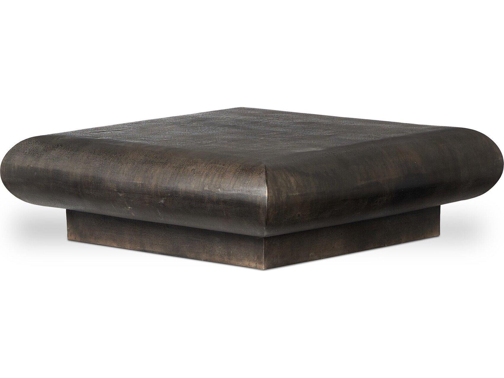 Four Hands Outdoor Marlow Ambra Distressed Bronze Aluminum  48" Square Coffee Table