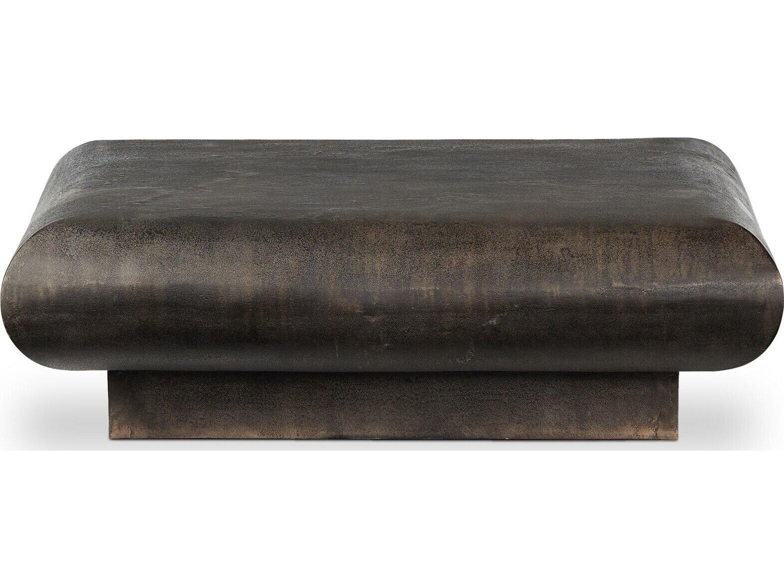 Four Hands Outdoor Marlow Ambra Distressed Bronze Aluminum  48" Square Coffee Table