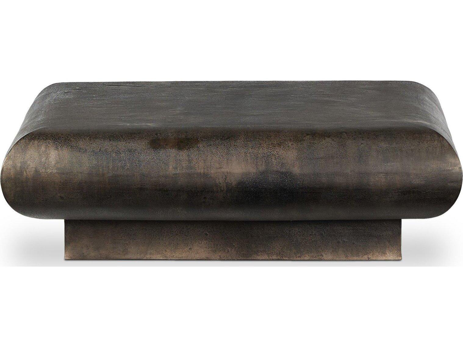 Four Hands Outdoor Marlow Ambra Distressed Bronze Aluminum  48" Square Coffee Table