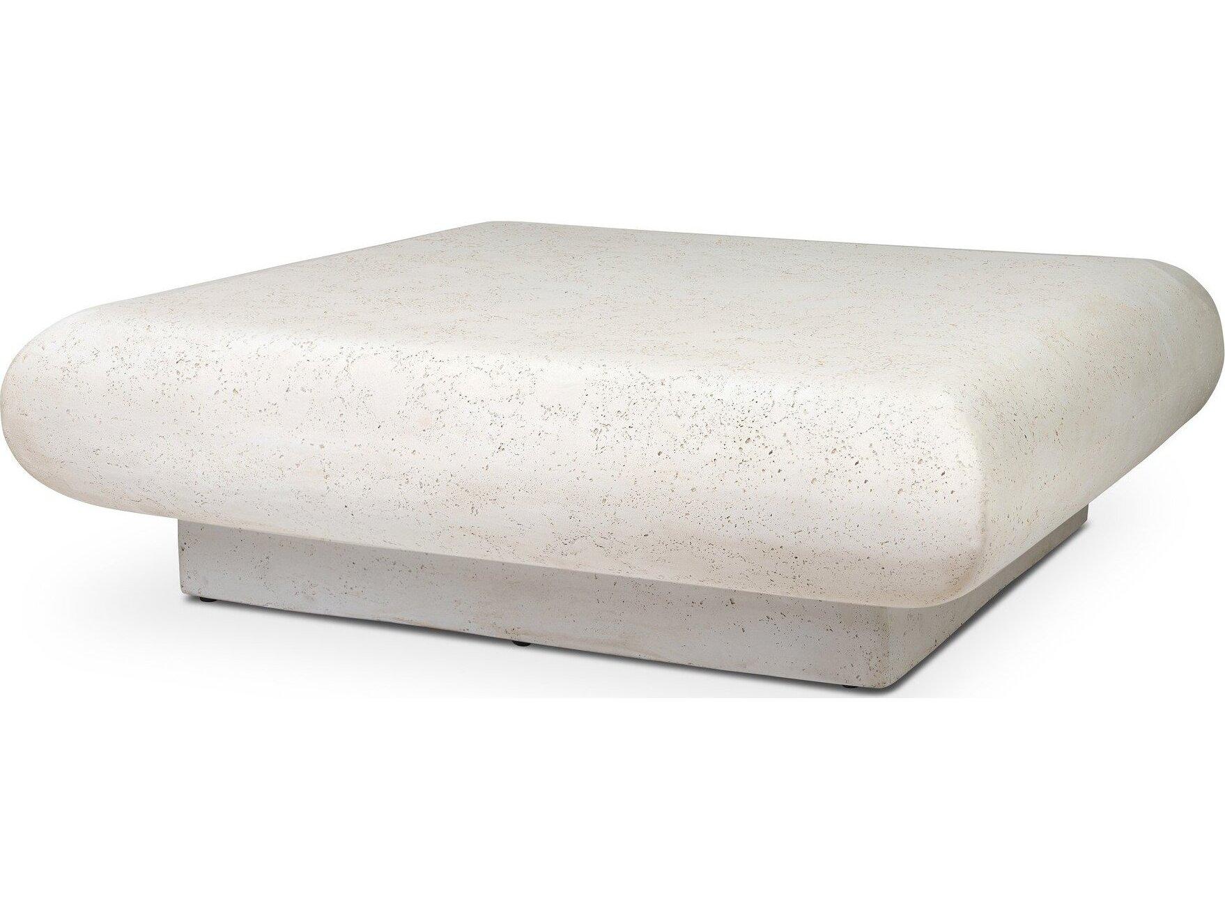 Four Hands Outdoor Chandler Ambra  Aged White Concrete 48" Square Coffee Table