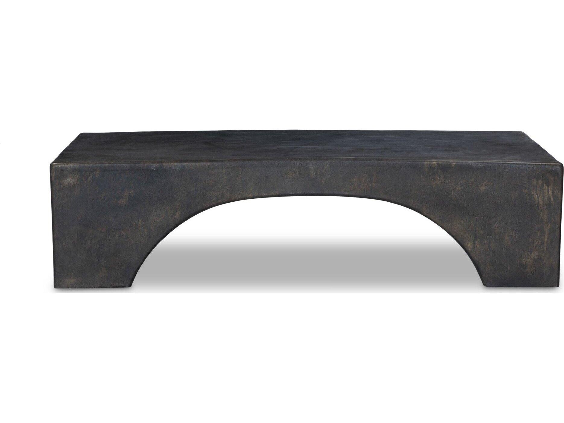 Four Hands Outdoor Marlow Palumbo Distressed Bronze Aluminum 60" x 35" Rectangular Coffee Table