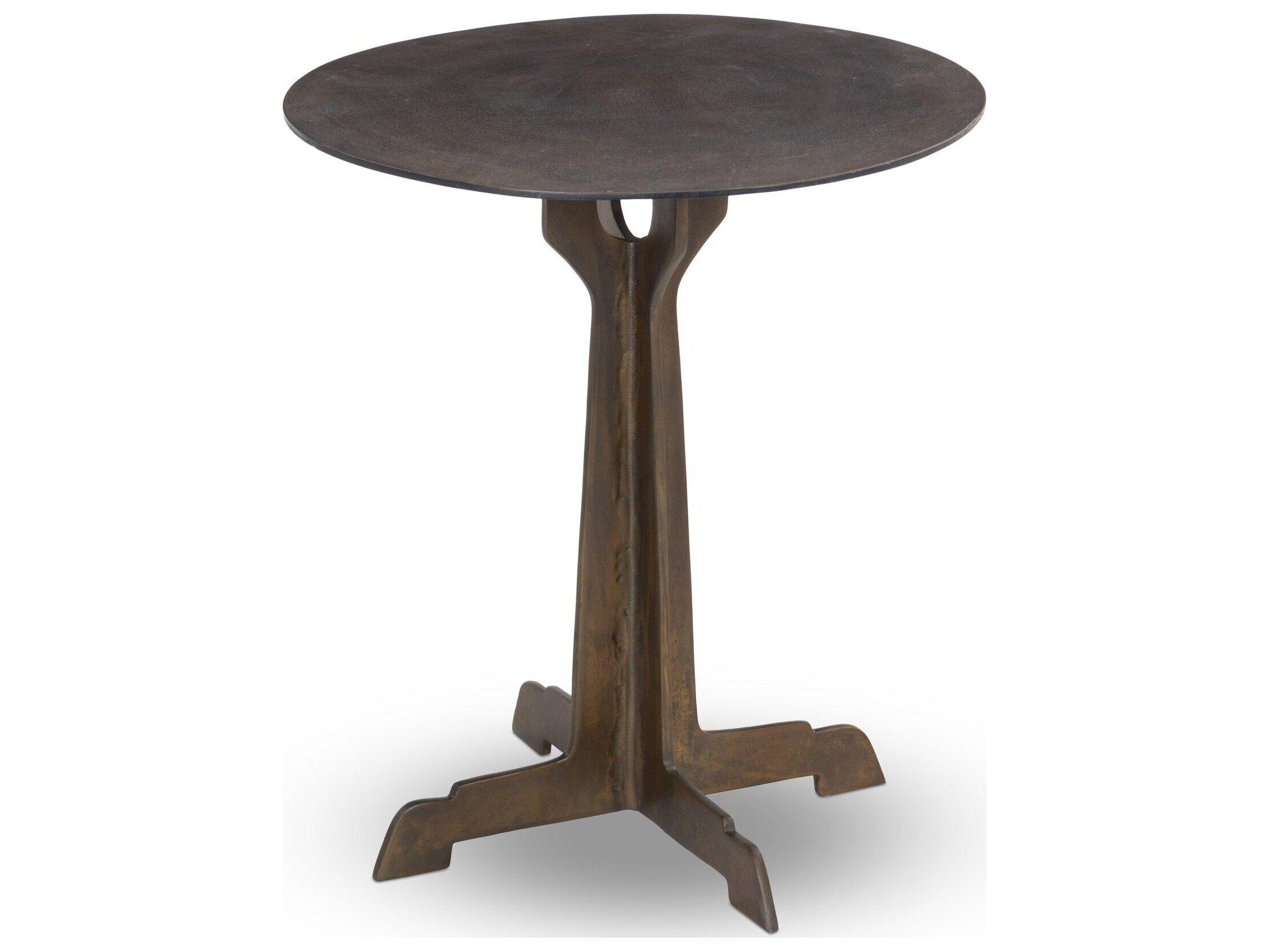 Four Hands Outdoor Malloy Outdoor End Table Antiqued Brass Aluminum