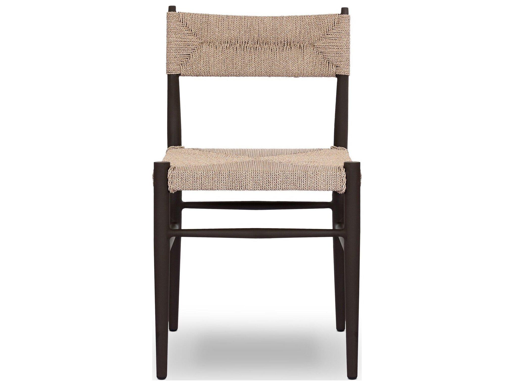 Four Hands Outdoor Grass Roots Lomas Iron Wicker Dining Side Chair in Textured Dune