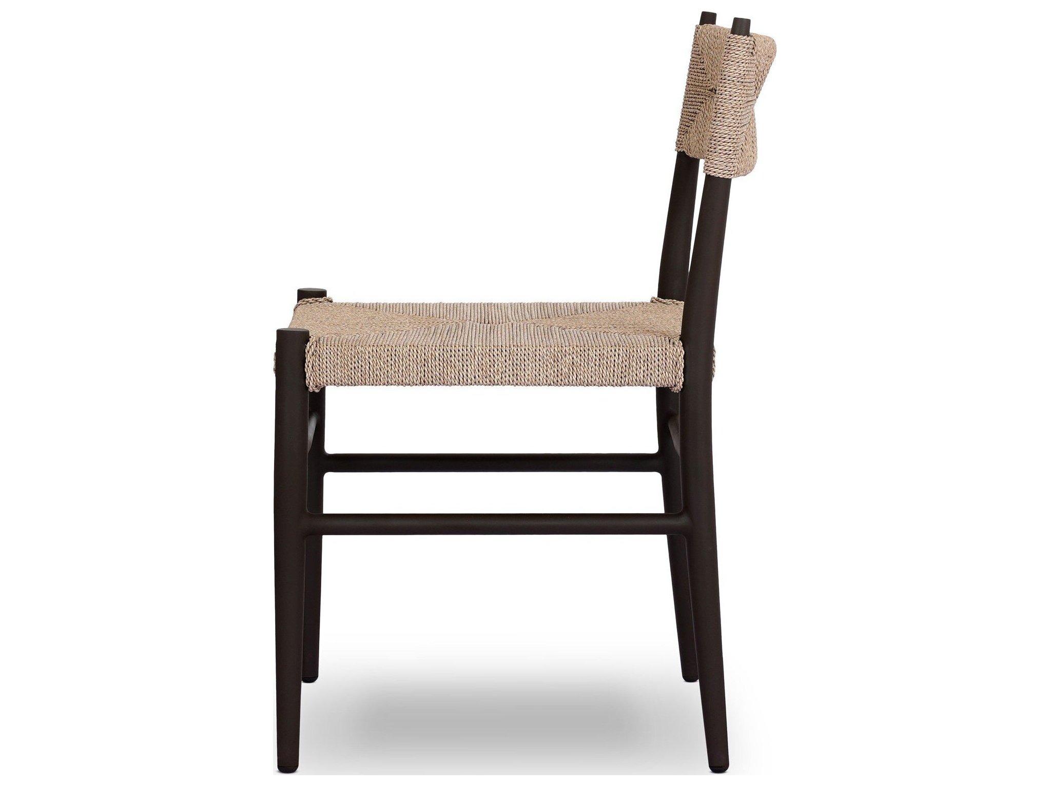 Four Hands Outdoor Grass Roots Lomas Iron Wicker Dining Side Chair in Textured Dune