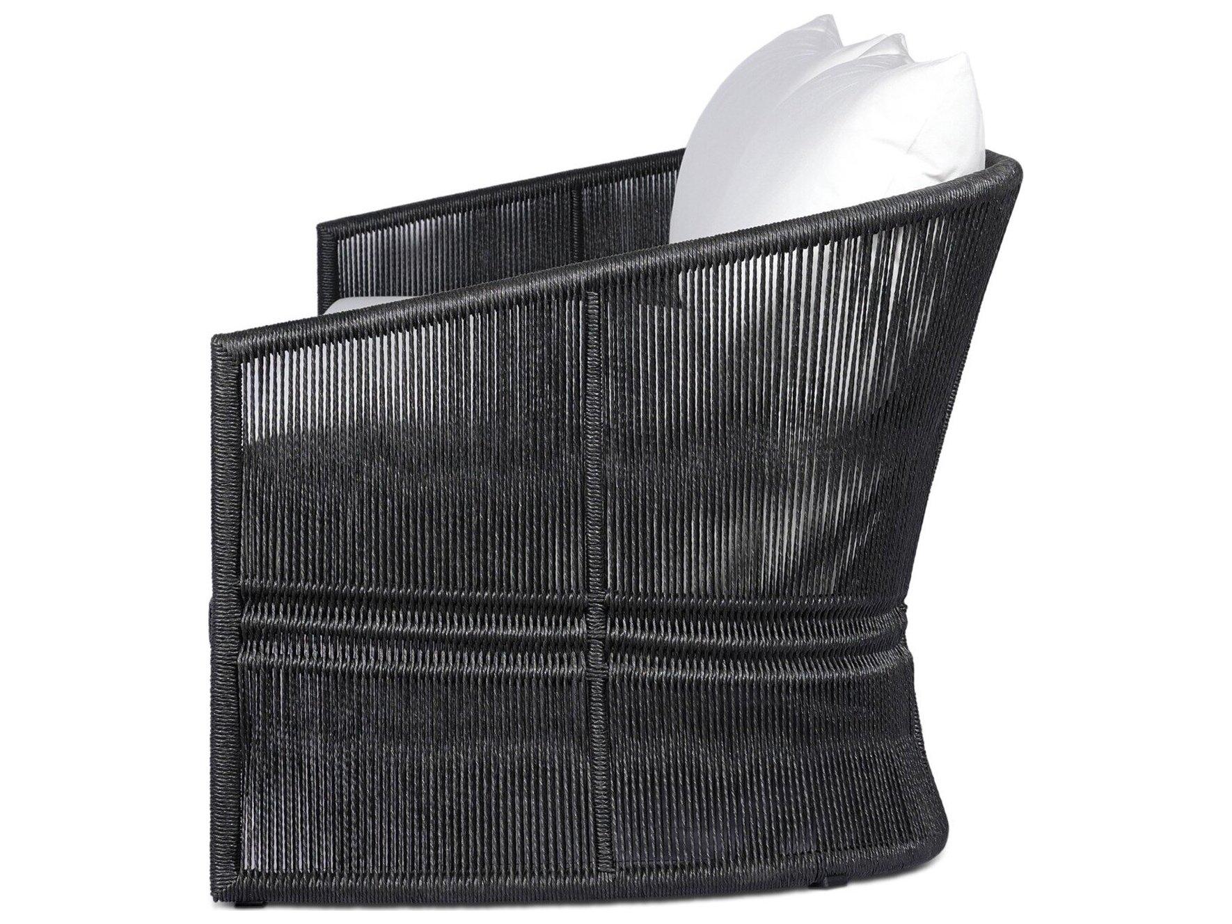 Four Hands Outdoor Solano Mondira Faux Black Hyacinth Wicker Cushion 97" Sofa in Arashi Salt