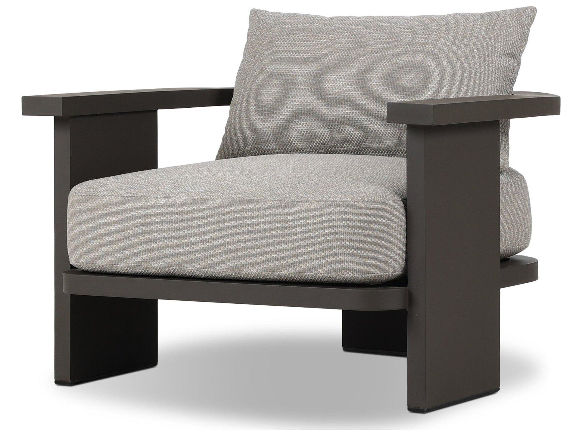 Four Hands Outdoor Solano Tahana Bronze Aluminum Cushion Lounge Chair in Casa Grey