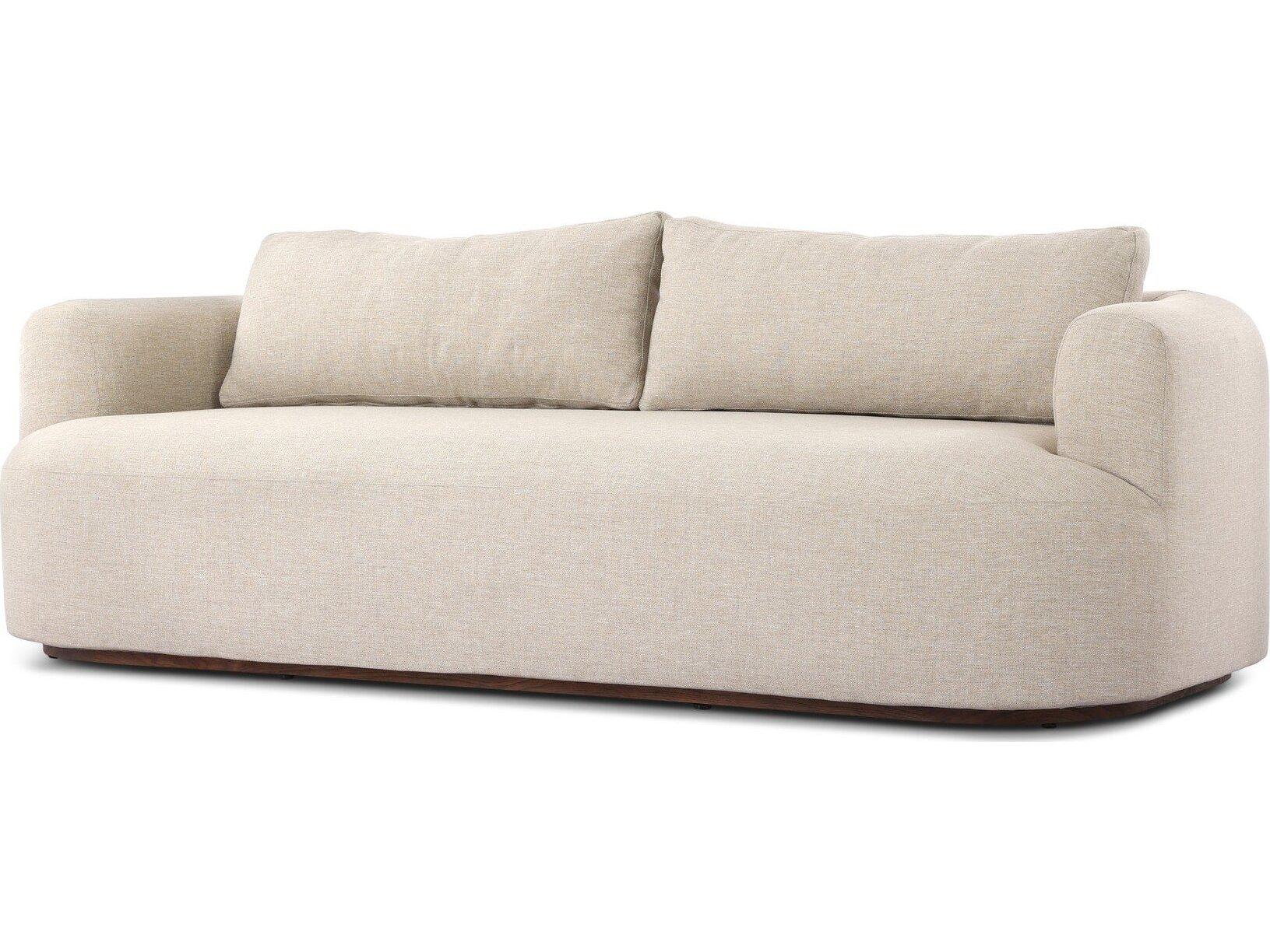 Four Hands Outdoor Garwood Lavine Teak Cushion Sofa in Alessi Buff