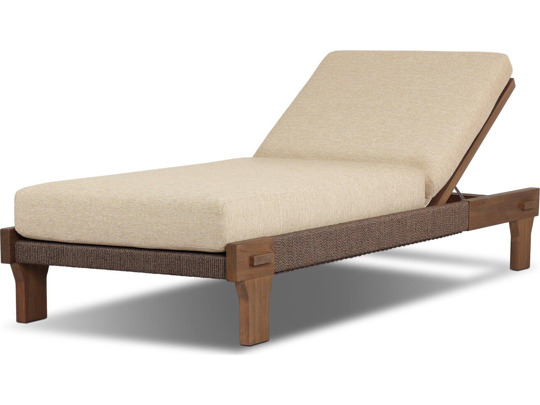 Four Hands Outdoor Duvall Moxie Teak Cushion Chaise Lounge