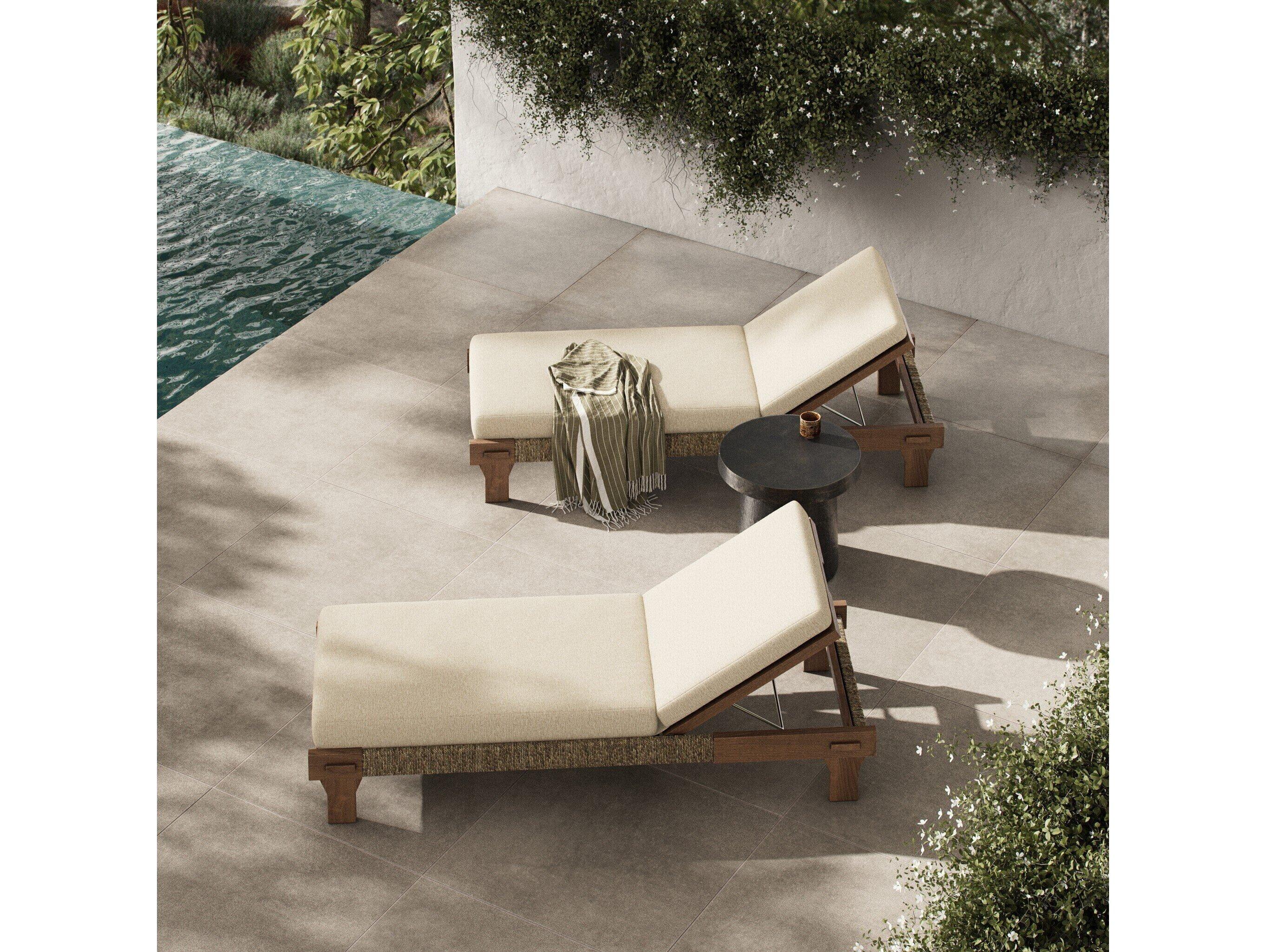 Four Hands Outdoor Duvall Moxie Teak Cushion Chaise Lounge