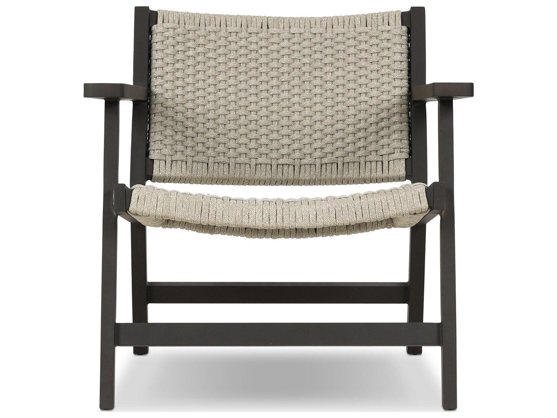 Four Hands Outdoor Solano Delano Bronze Aluminum Lounge Chair in Ivory Rope