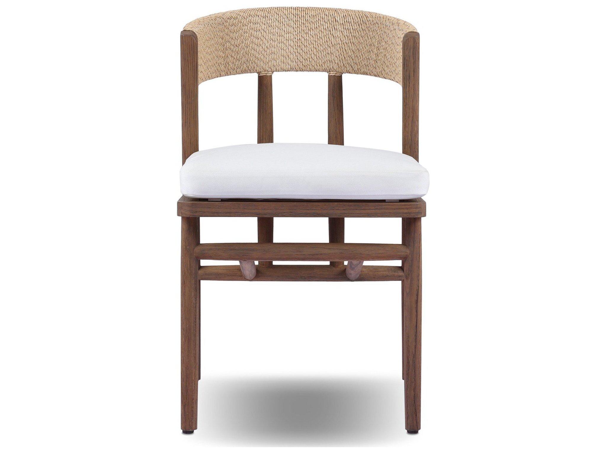 Four Hands Outdoor Garwood Buxton Teak Cushion Dining Side Chair in Arashi Salt