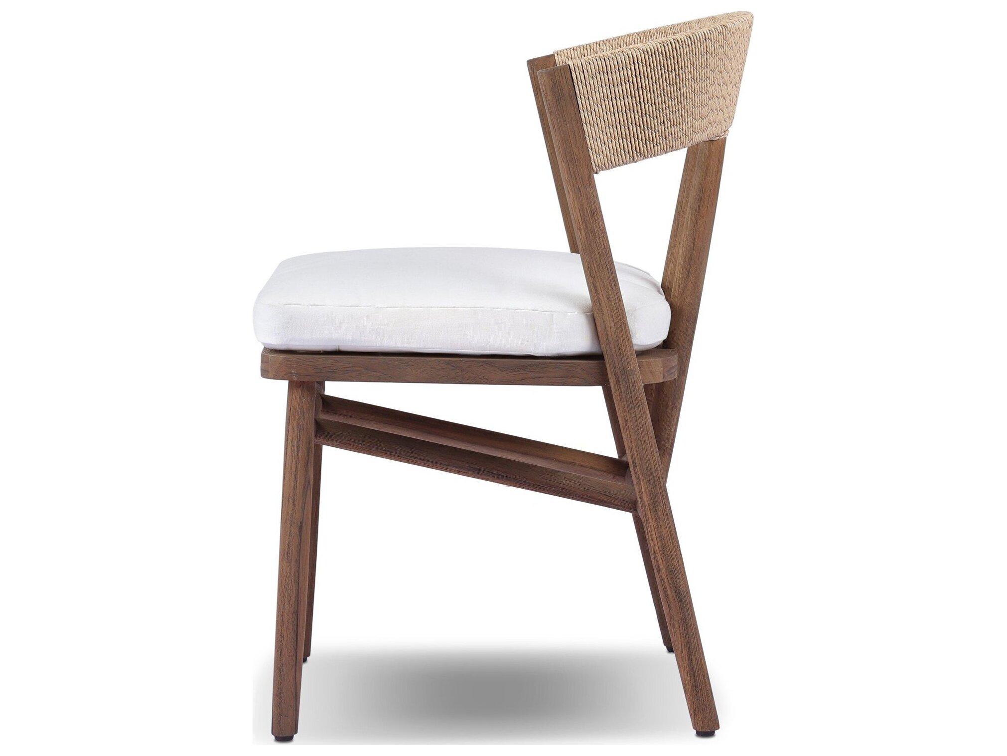 Four Hands Outdoor Garwood Buxton Teak Cushion Dining Side Chair in Arashi Salt