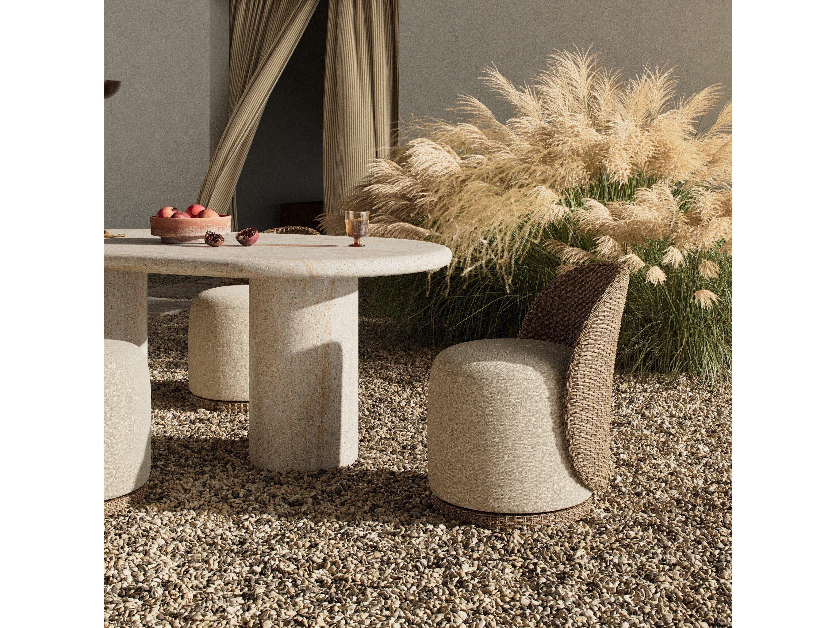 Four Hands Outdoor Quaid Outdoor Woven Dining Chair Alessi Buff