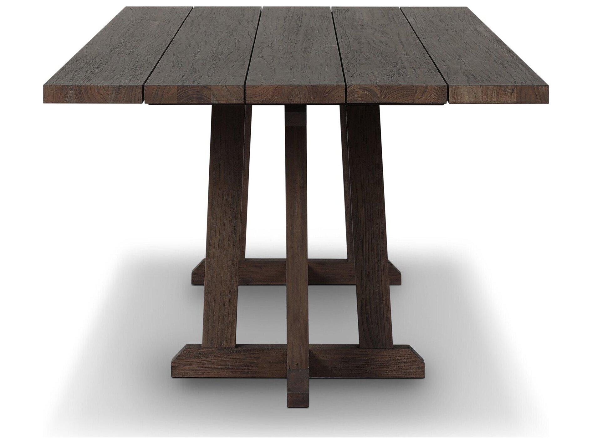 Four Hands Outdoor Indie Outdoor Dining Table Stained Saddle Brown FSC