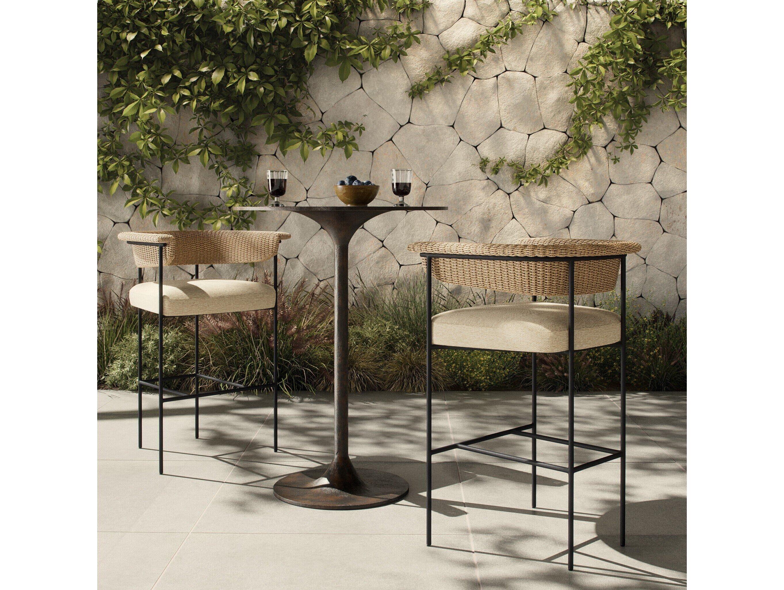 Four Hands Outdoor Carrie Outdoor Stool Ellor Beige