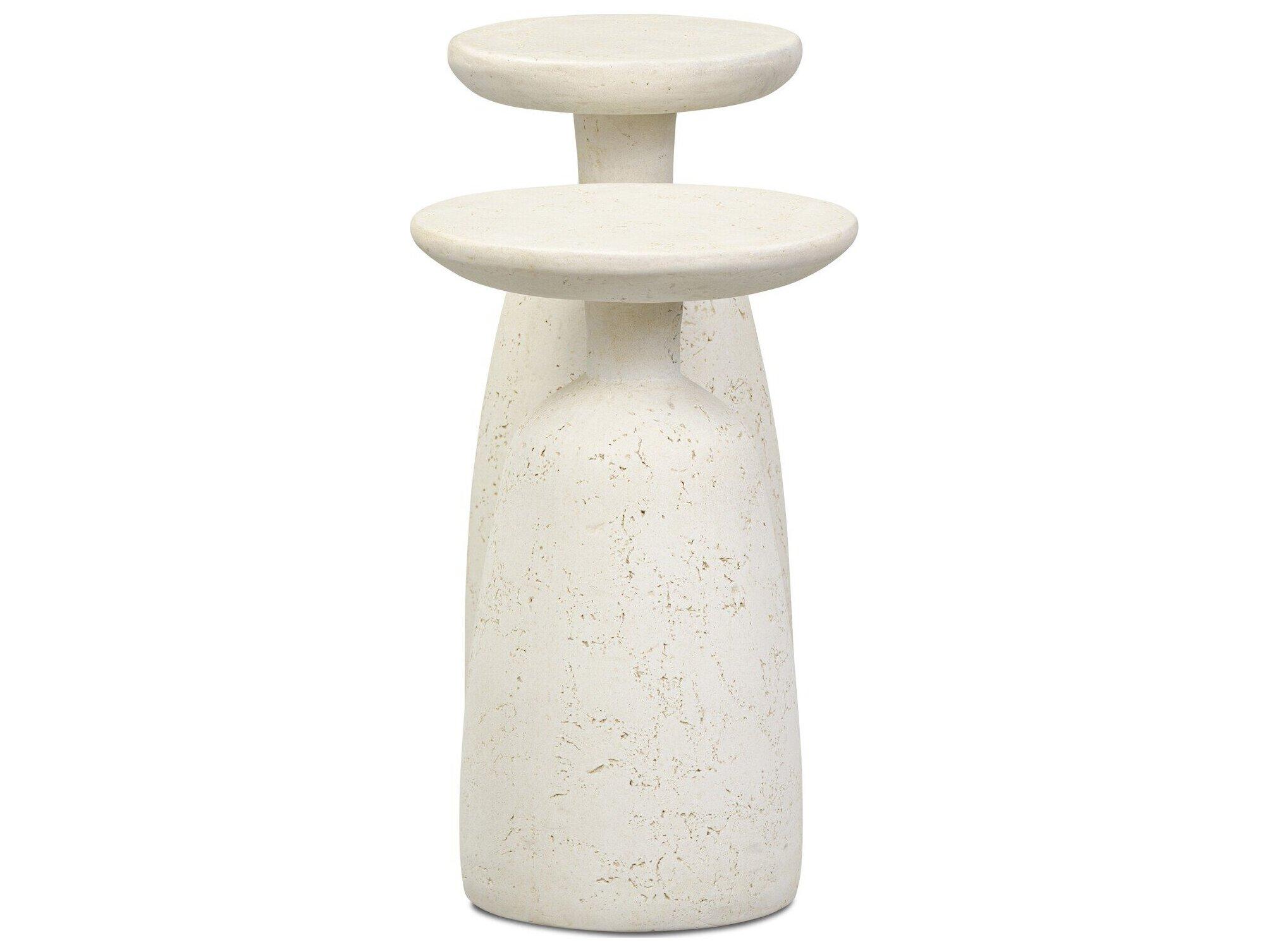 Four Hands Outdoor Ramara Outdoor Nesting End Tables Aged White Concrete