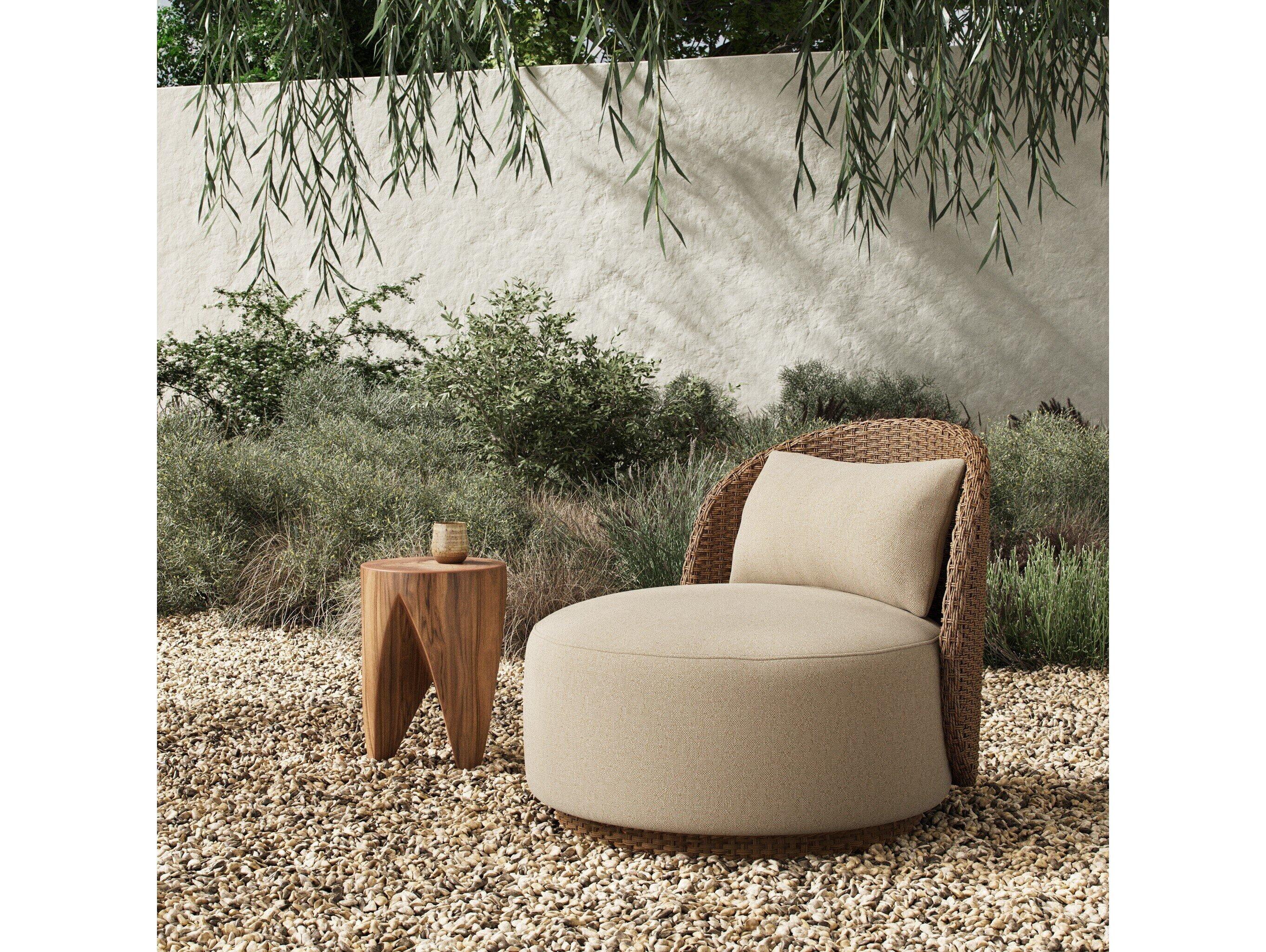Four Hands Outdoor Quaid Outdoor Woven Swivel Chair Alessi Buff