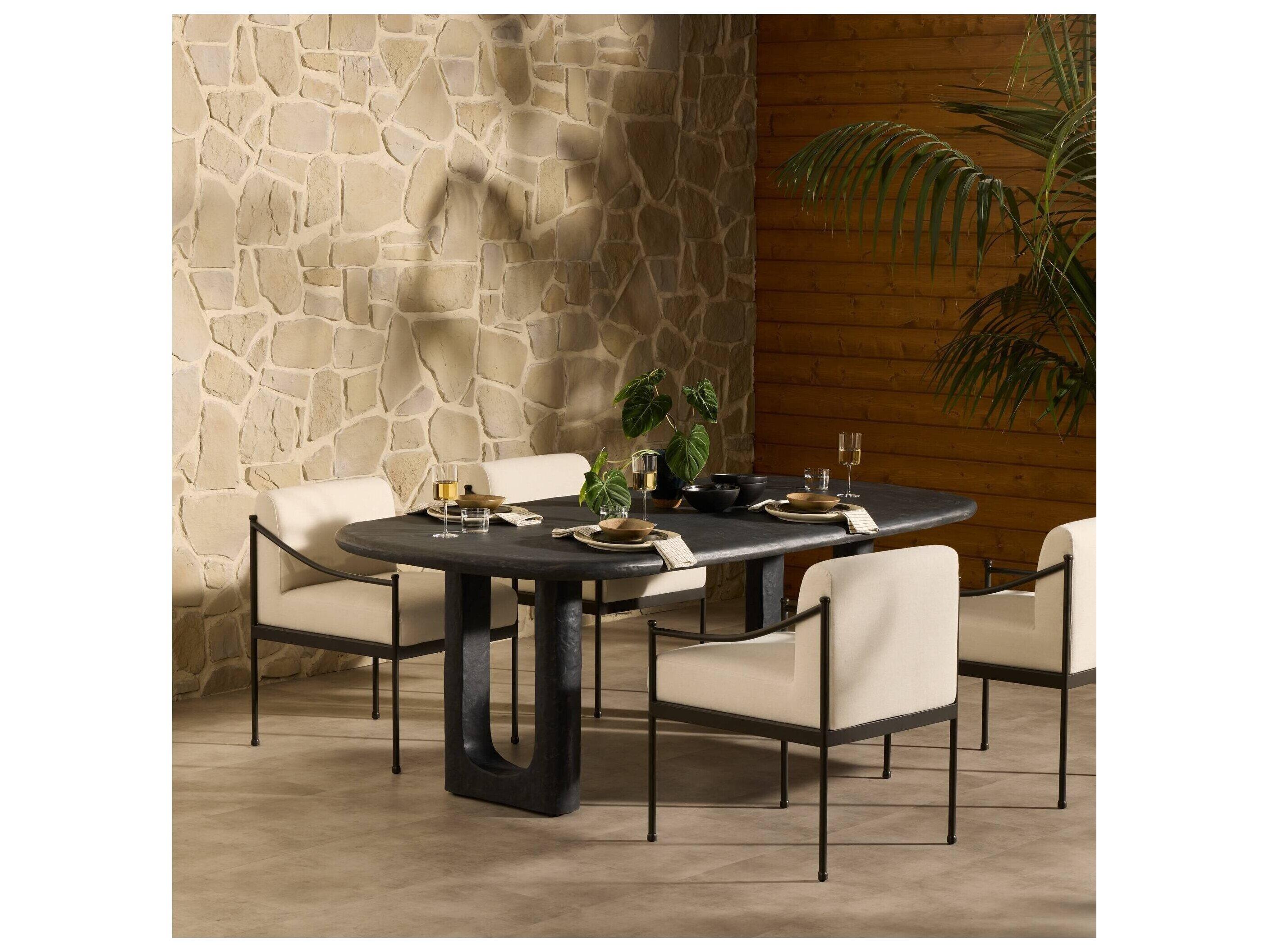 Four Hands Outdoor Obito Dining Table Obsidian Concrete