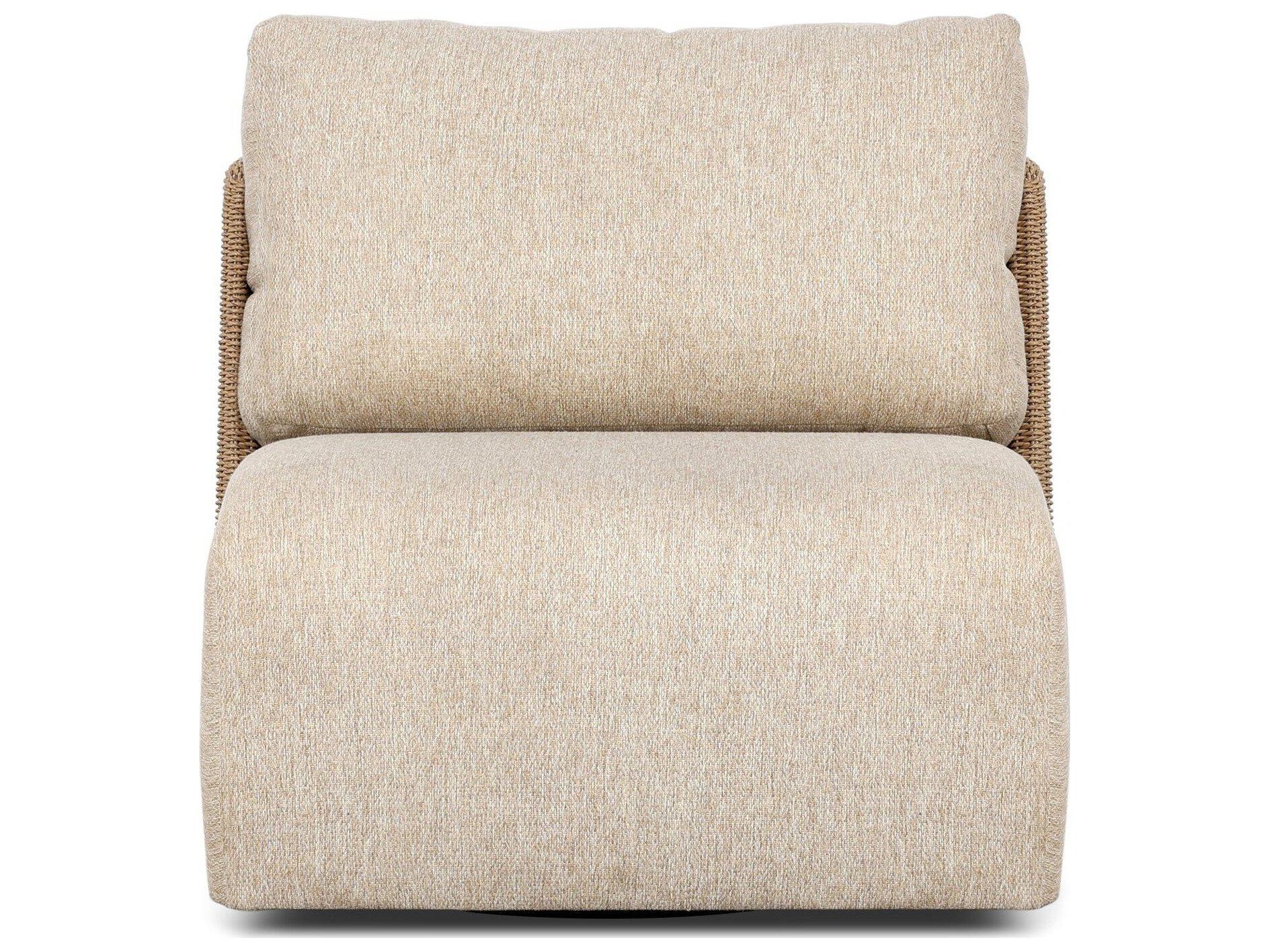 Four Hands Outdoor Sicilia Outdoor Woven Swivel Chair Concha Beige