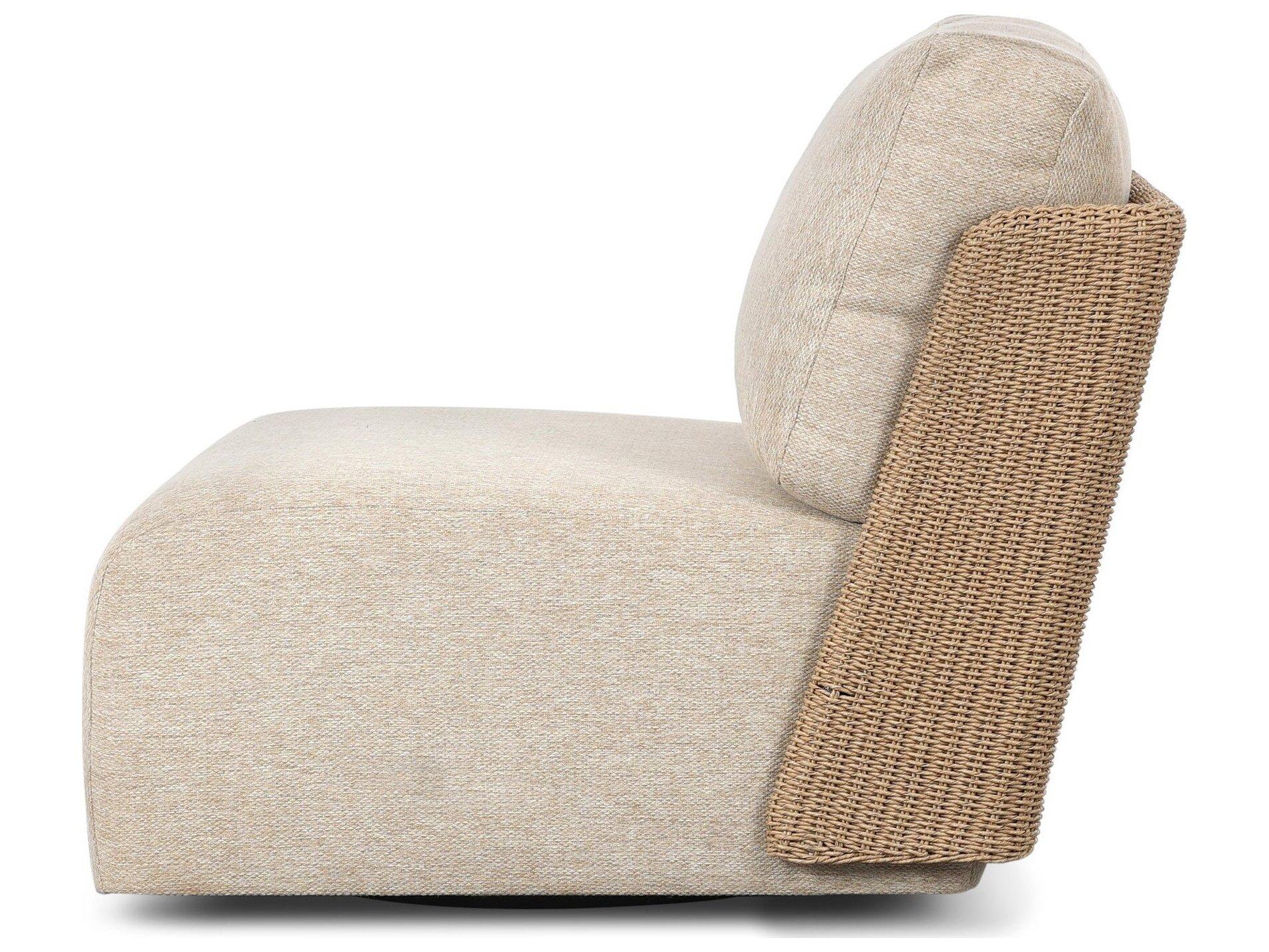Four Hands Outdoor Sicilia Outdoor Woven Swivel Chair Concha Beige