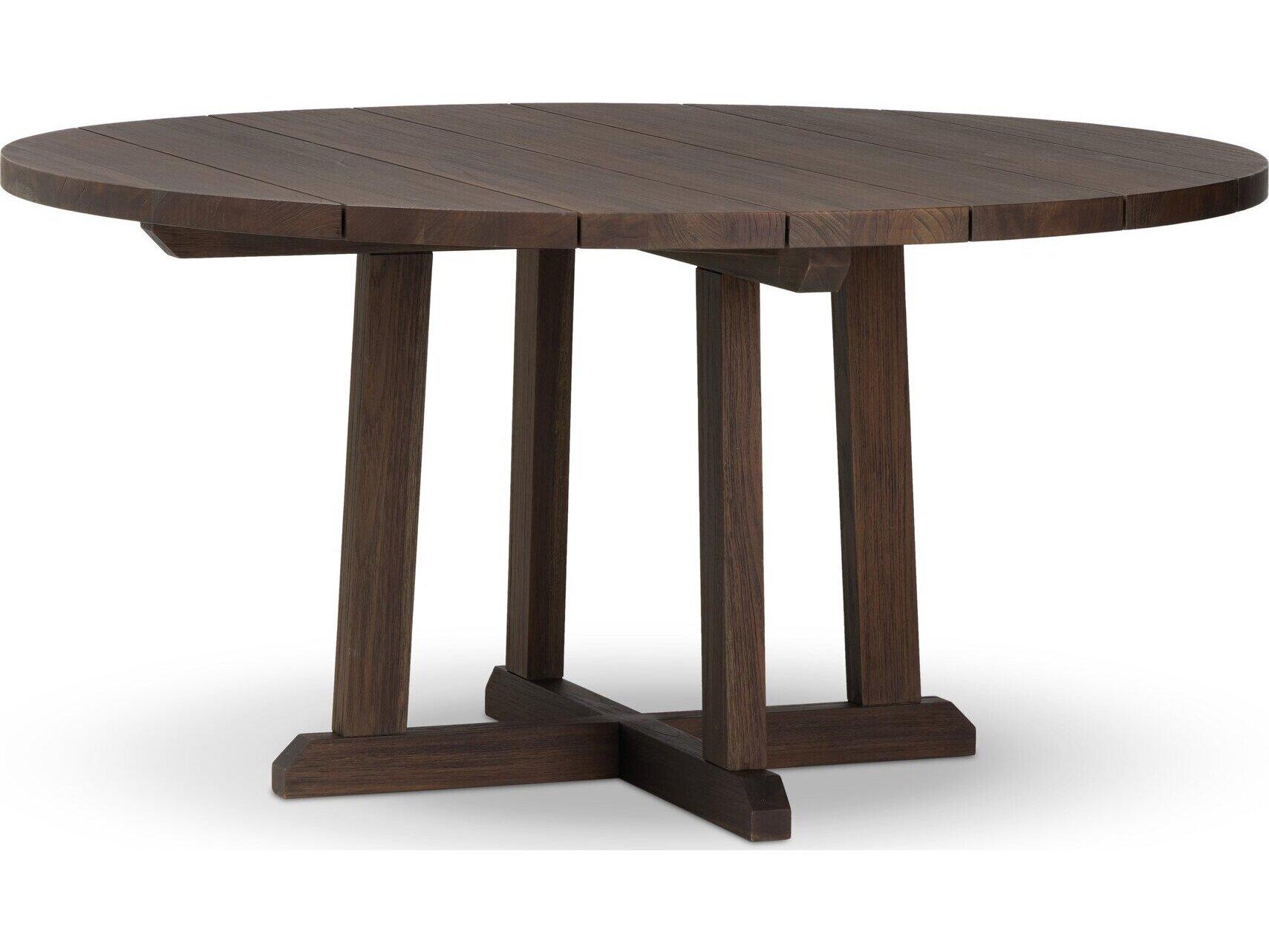 Four Hands Outdoor Indie Outdoor Round Dining Table-60" Stained Saddle Brown FSC