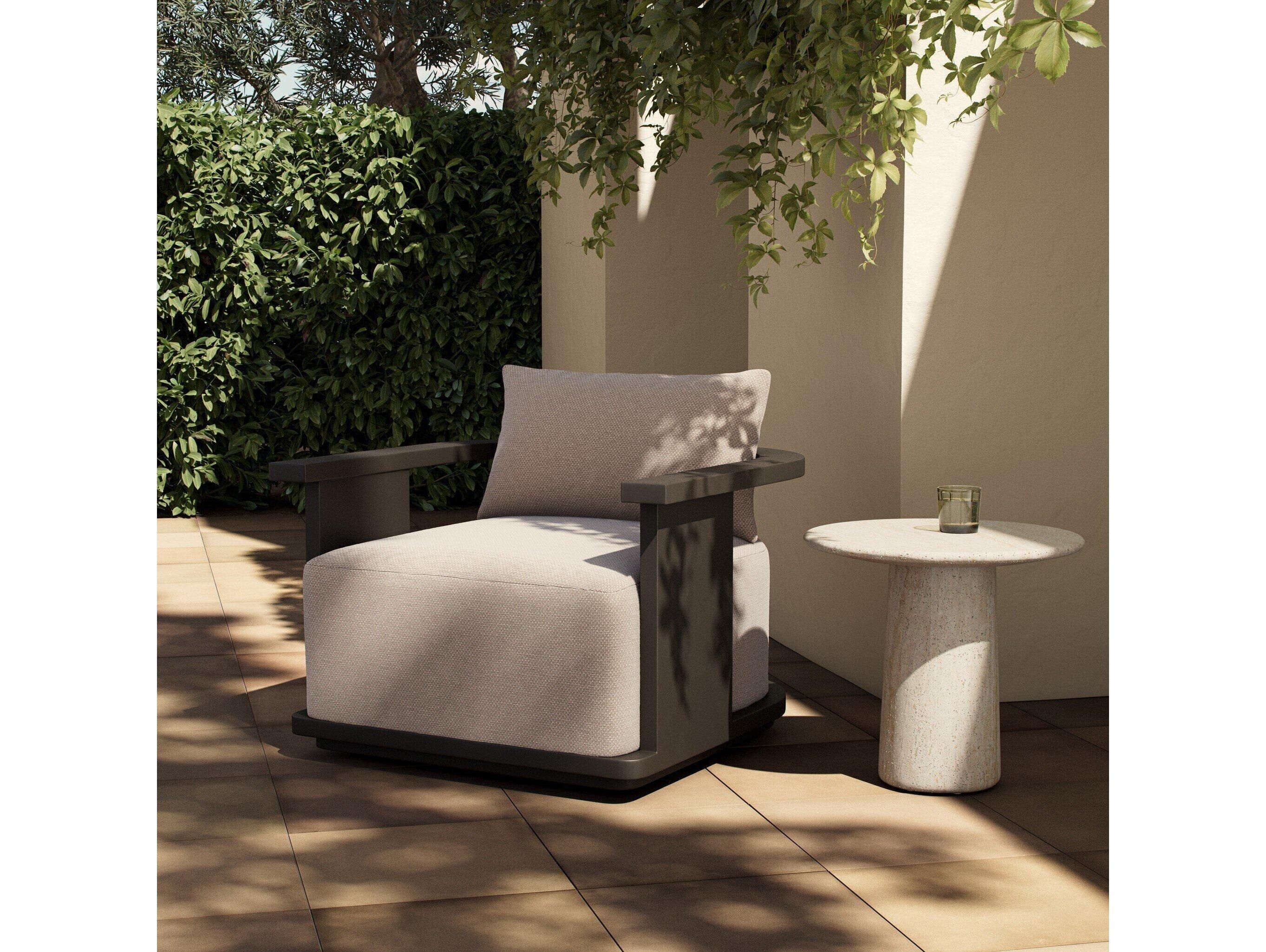 Four Hands Outdoor Tahana Outdoor Metal Swivel Chair Casa Grey