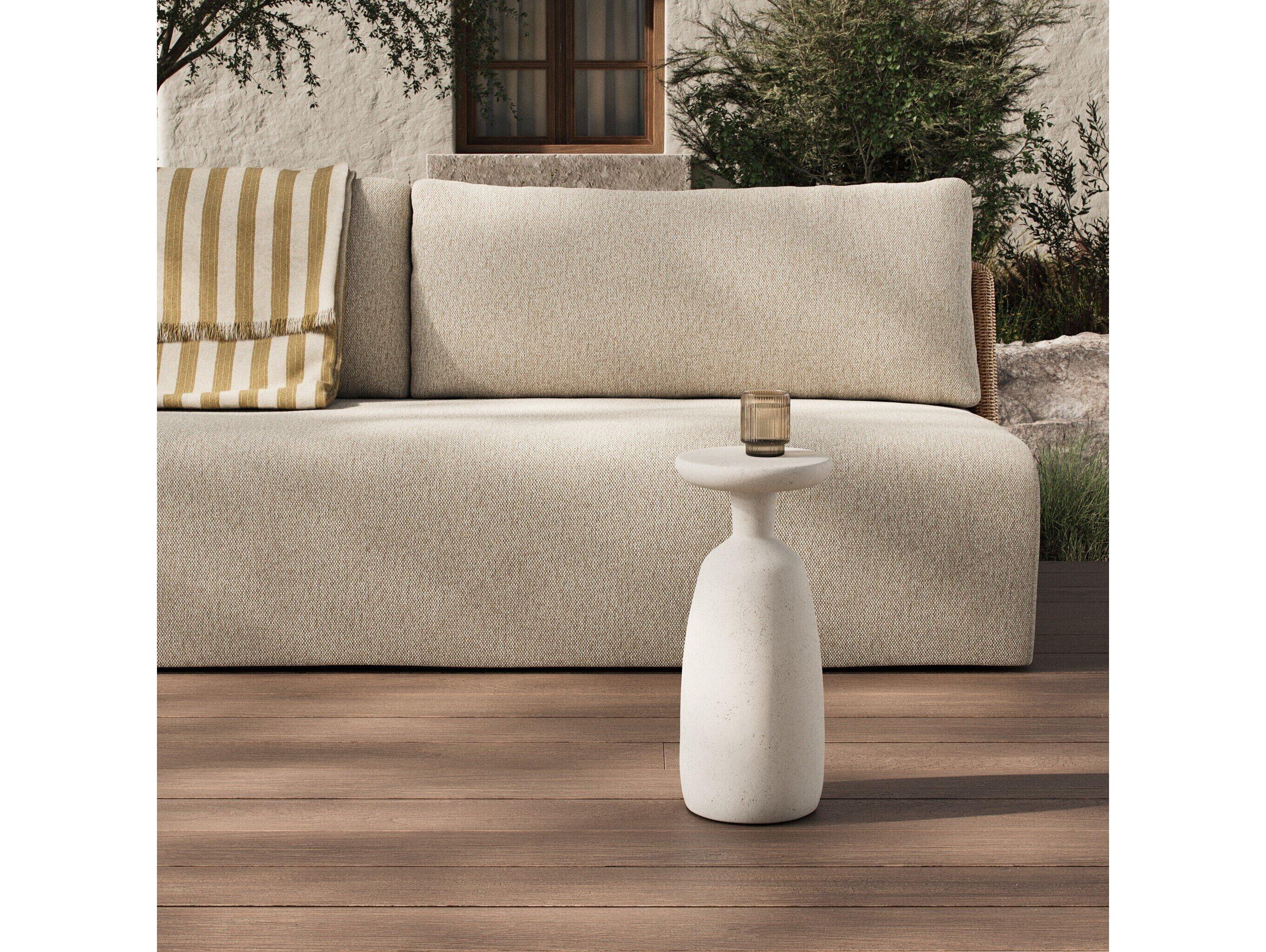 Four Hands Outdoor Ramara Outdoor Nesting End Table Aged White Concrete