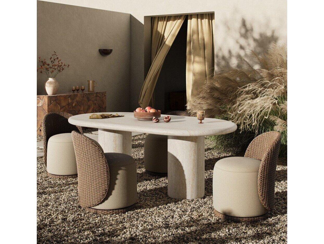 Four Hands Outdoor Poole Outdoor Dining Table 78" Textured Sand Concrete