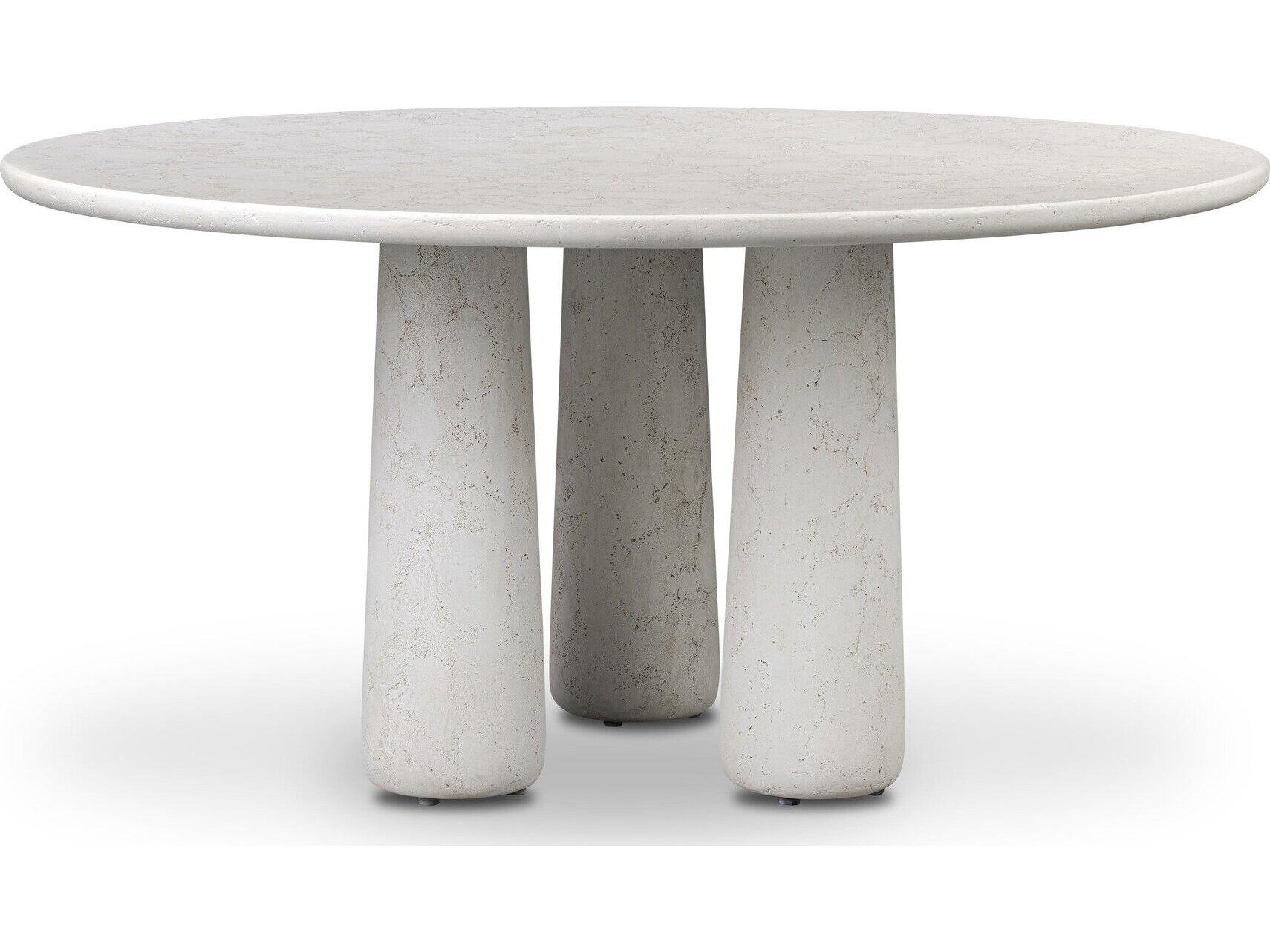 Four Hands Outdoor Rye Outdoor Dining Table-60" Aged White Concrete