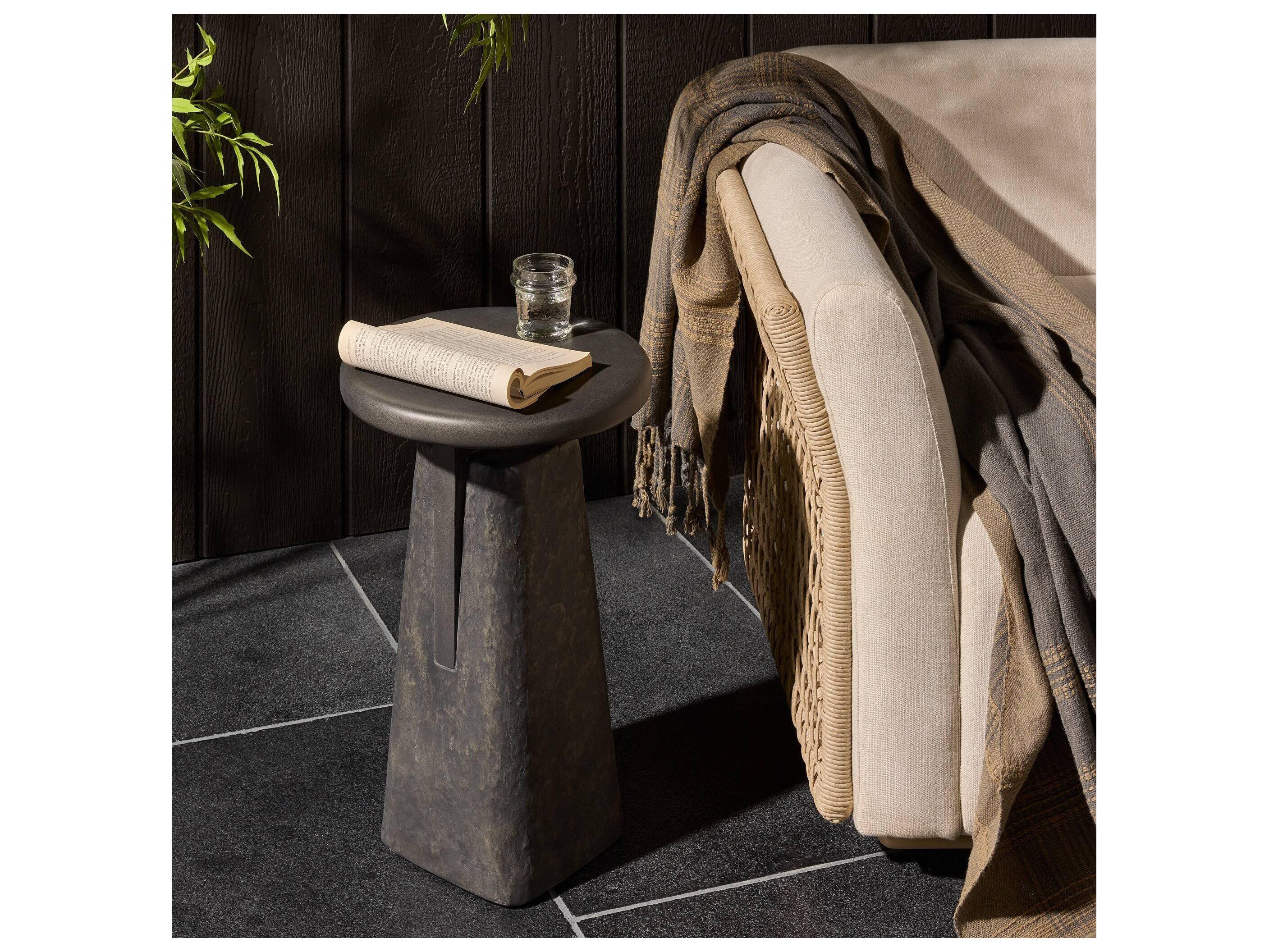 Four Hands Outdoor Daro Outdoor End Table - Charcoal Concrete