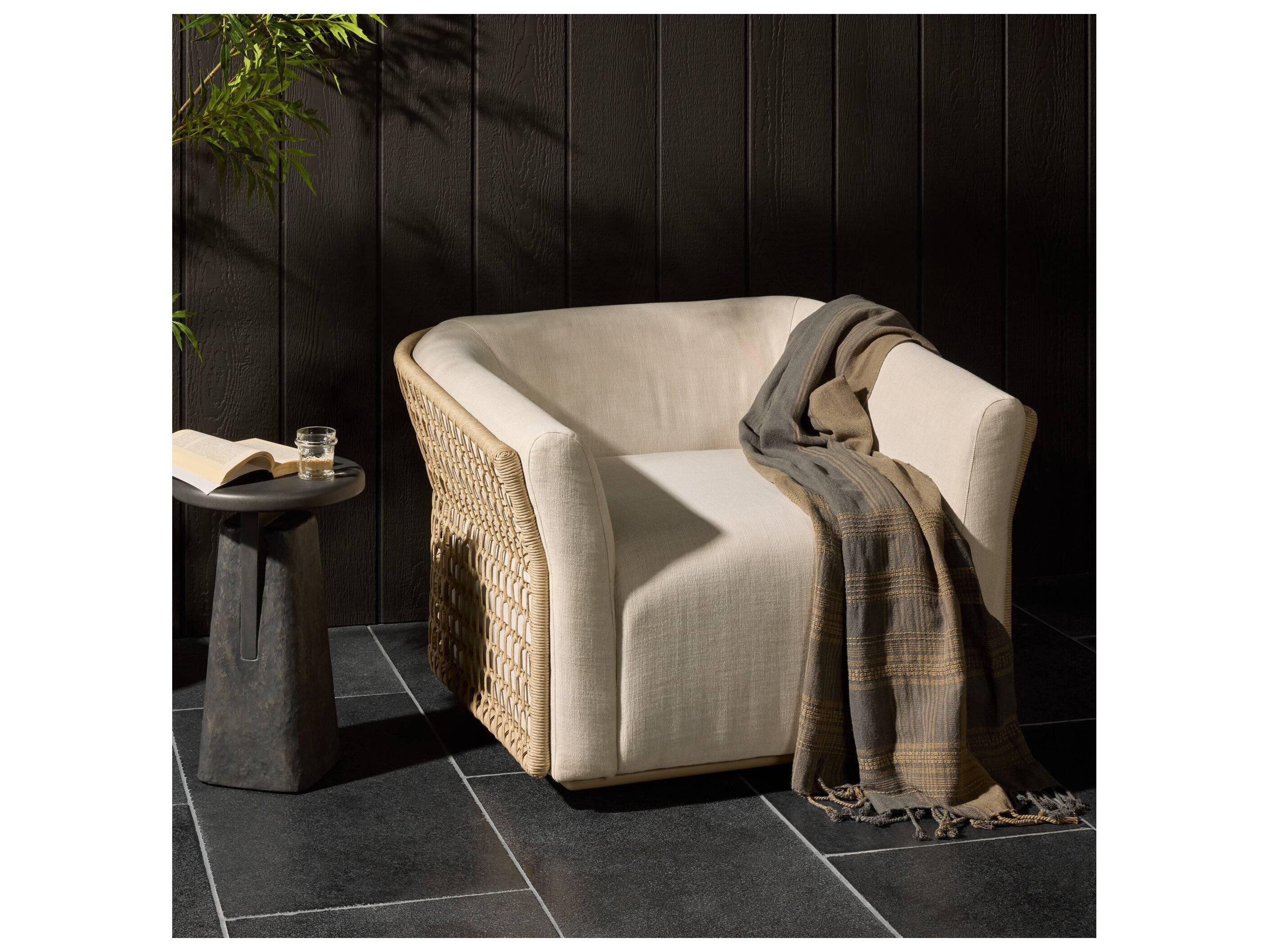 Four Hands Outdoor Emilian Outdoor Swivel Chair - Vergo Cream