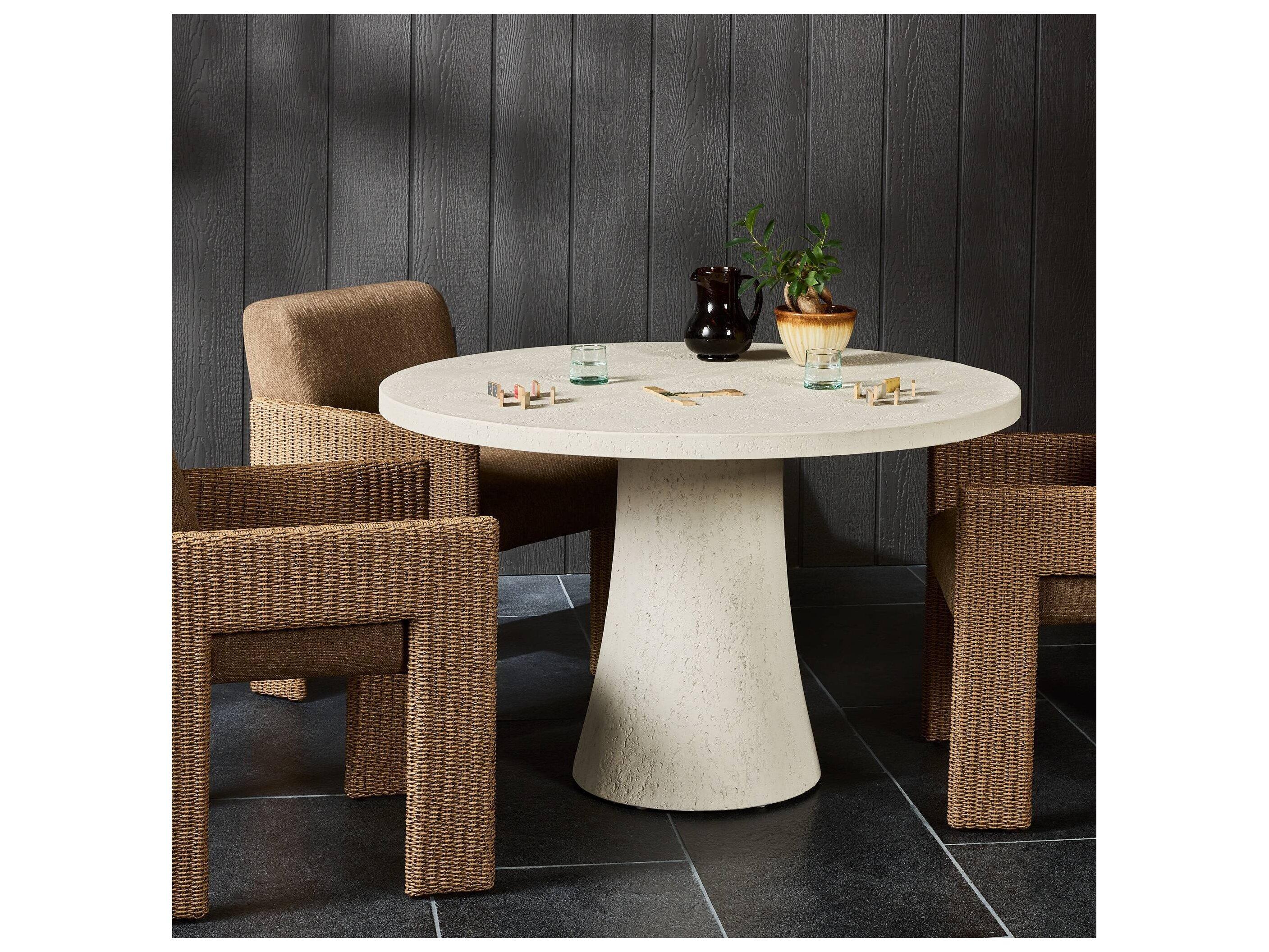 Four Hands Outdoor Varda Outdoor Dining Table 48" - Coarse Ivory Concrete