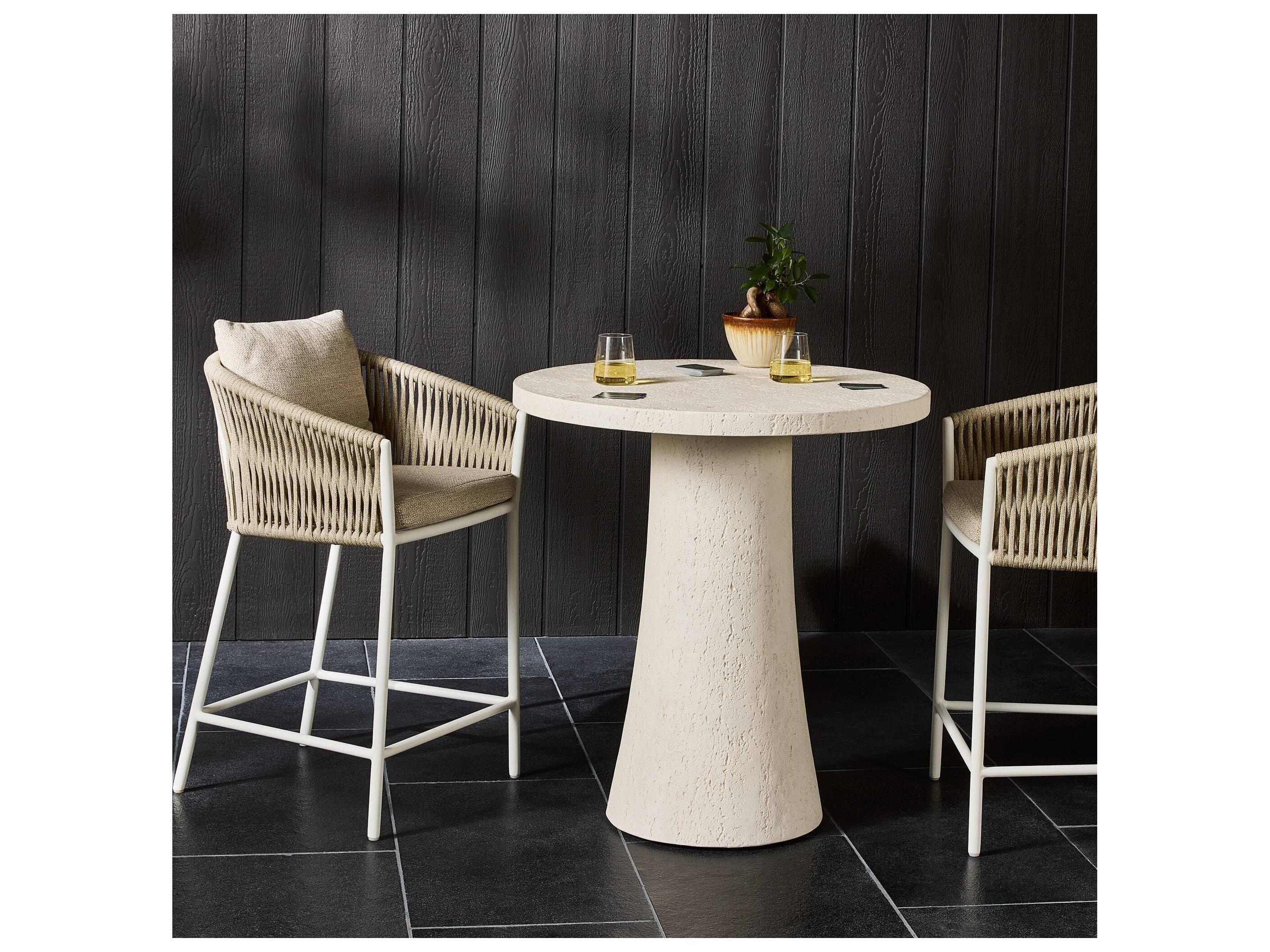Four Hands Outdoor Varda Outdoor Bar + Counter Table - Coarse Ivory Concrete