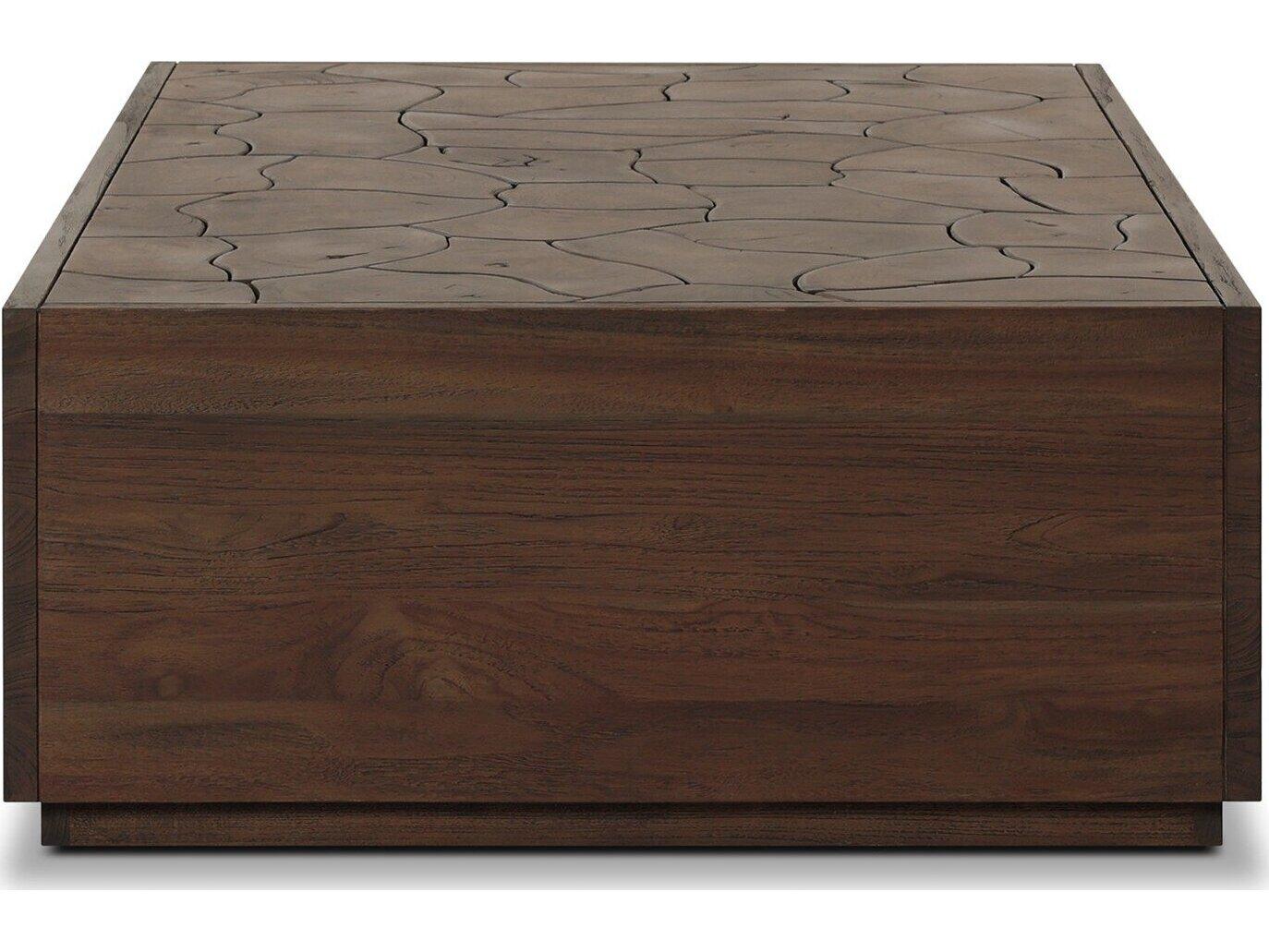 Four Hands Outdoor Ridge Outdoor Rectangular  Coffee Table - Stained Saddle Brown-Teak Root