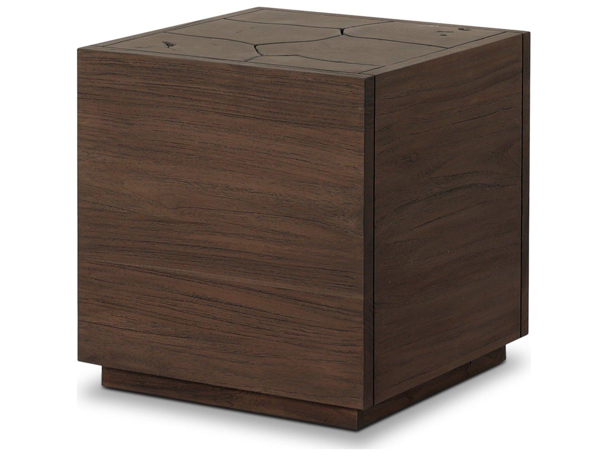 Four Hands Outdoor Ridge Outdoor Square End Table - Stained Saddle Brown-Teak Root