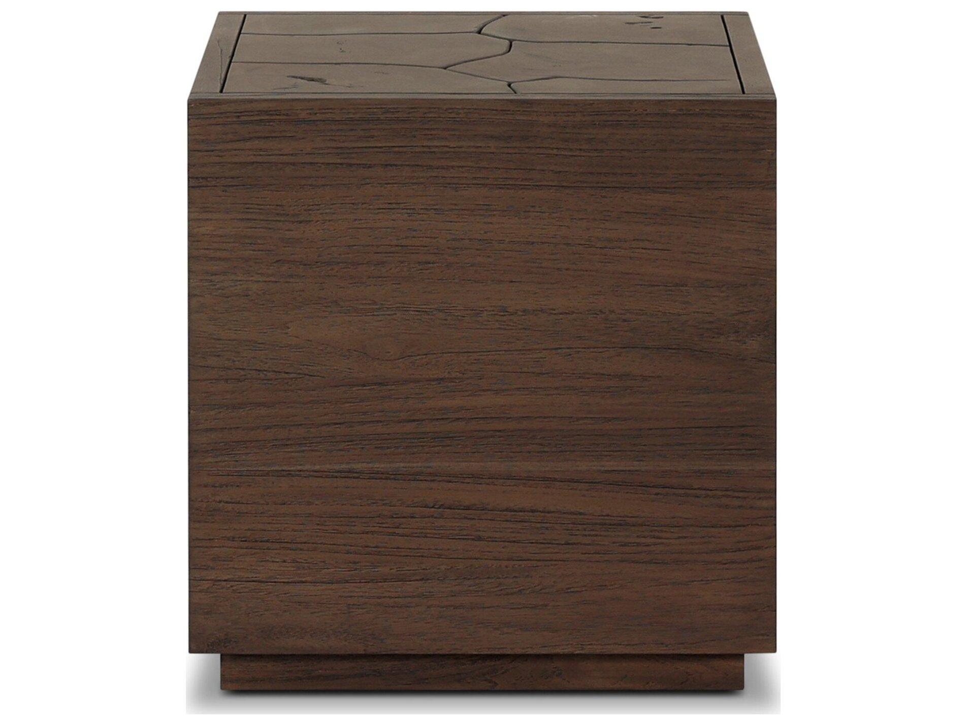 Four Hands Outdoor Ridge Outdoor Square End Table - Stained Saddle Brown-Teak Root