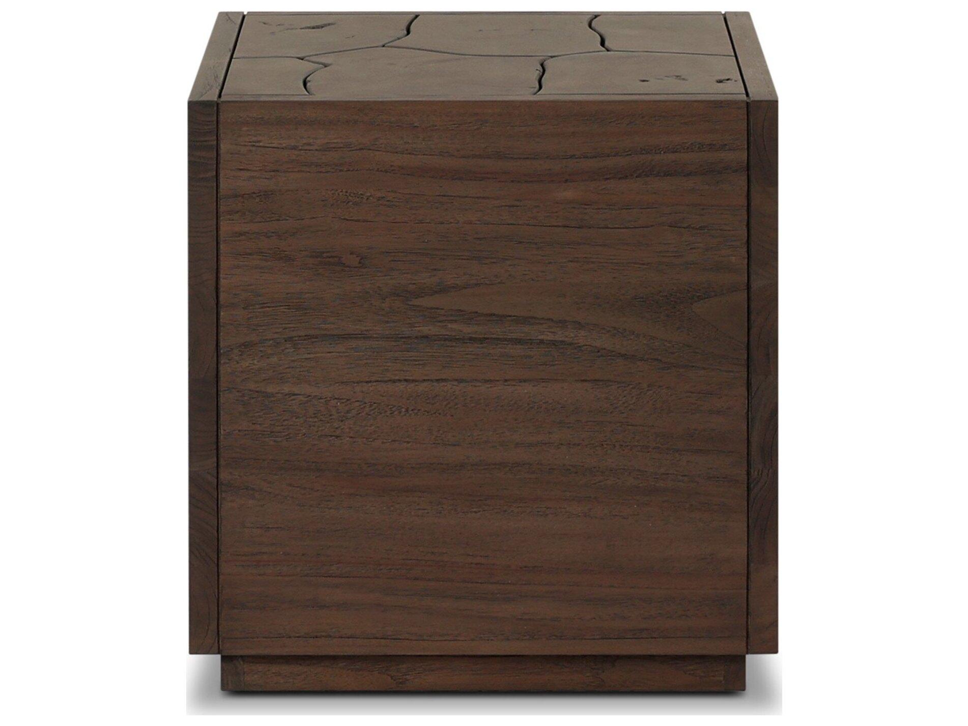 Four Hands Outdoor Ridge Outdoor Square End Table - Stained Saddle Brown-Teak Root