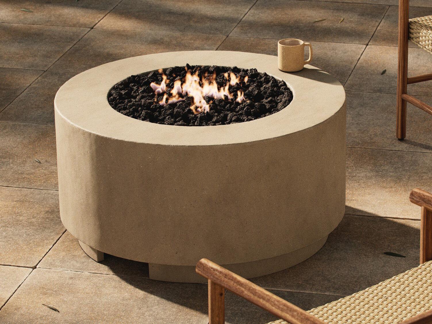 Four Hands Outdoor Falco Damian Natural Concrete Round Fire Pit Table