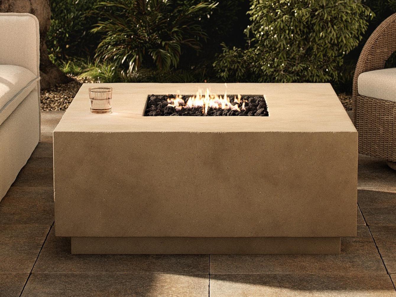 Four Hands Outdoor Falco Donovan Natural Concrete Square Fire Pit Table