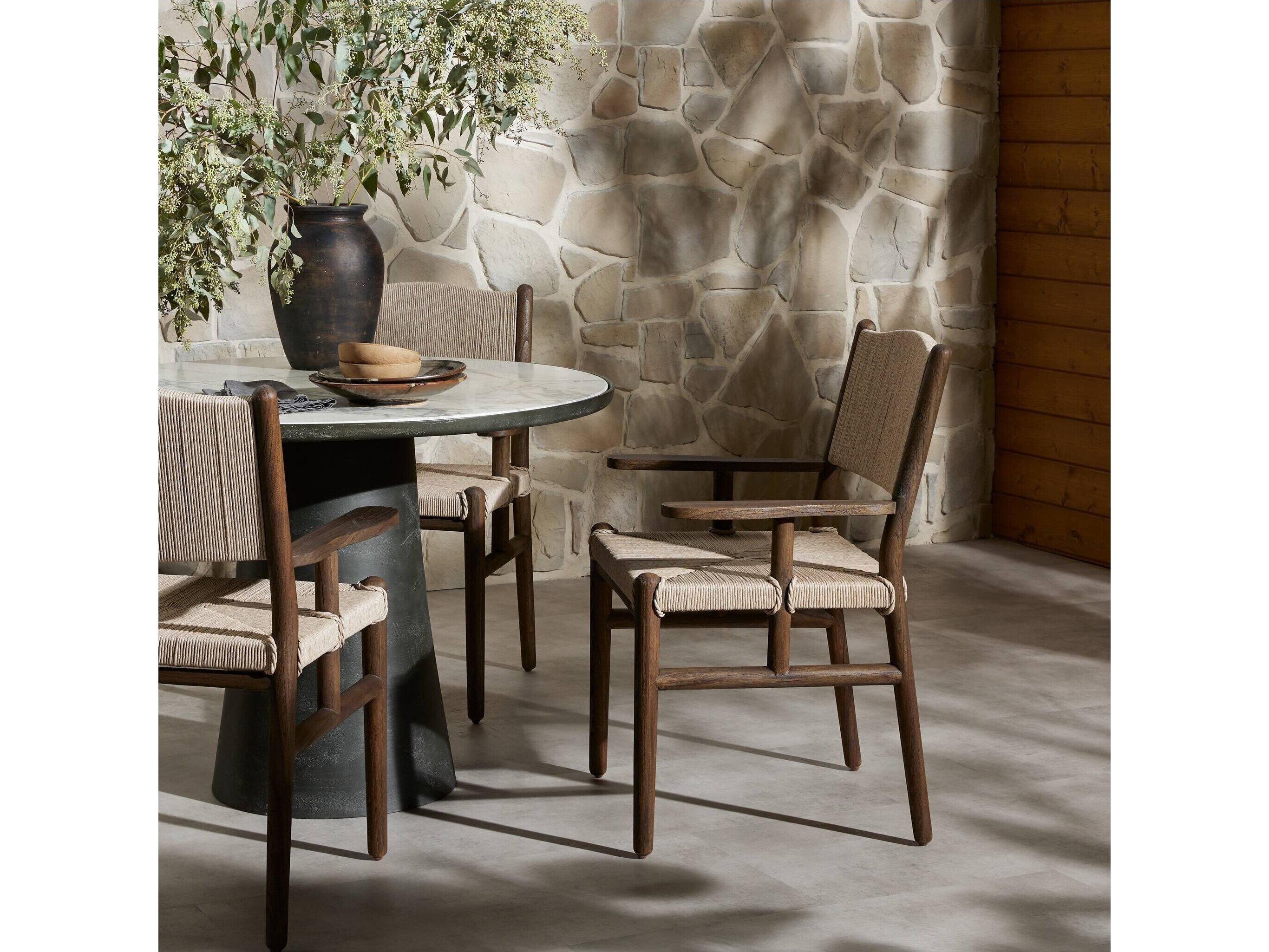 Four Hands Outdoor Grass Roots Teak Wicker Dining Set