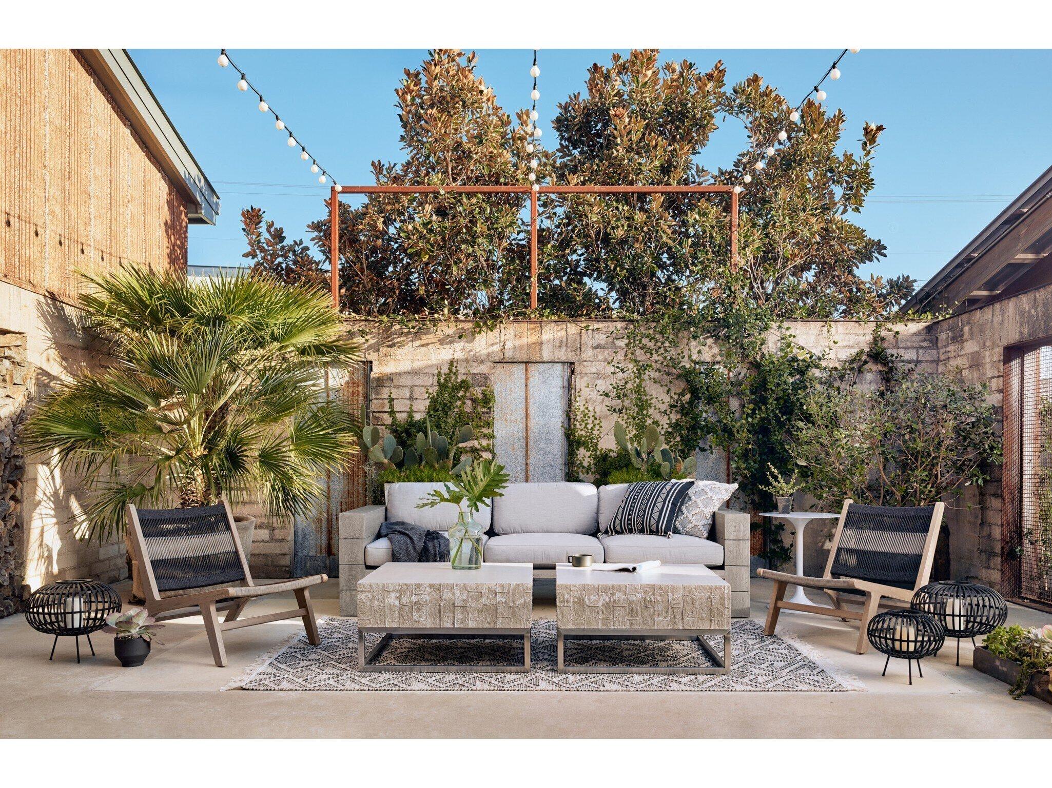 Four Hands Outdoor Grass Roots Teak Cushion Lounge Set