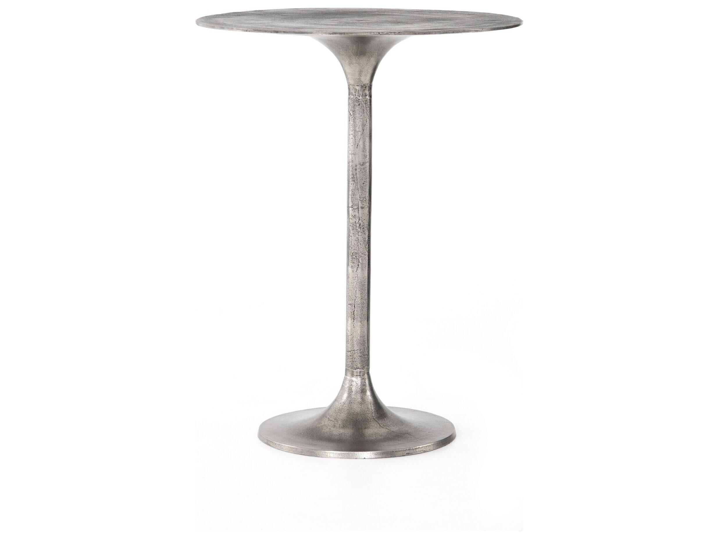 Four Hands Outdoor Marlow  Raw Antique Nickel Aluminum Round Counter Table