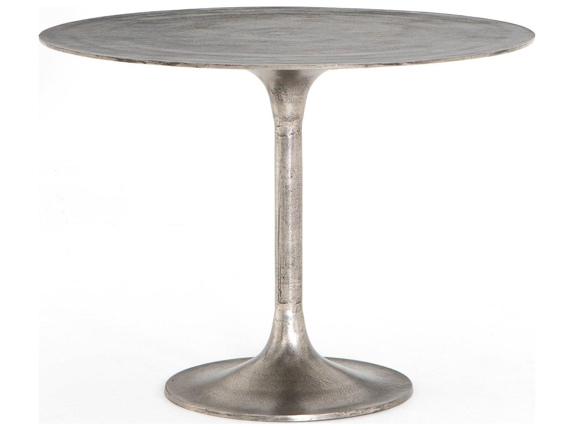 Four Hands Outdoor Marlow Raw Antique Nickel Aluminum Round Bistro Table