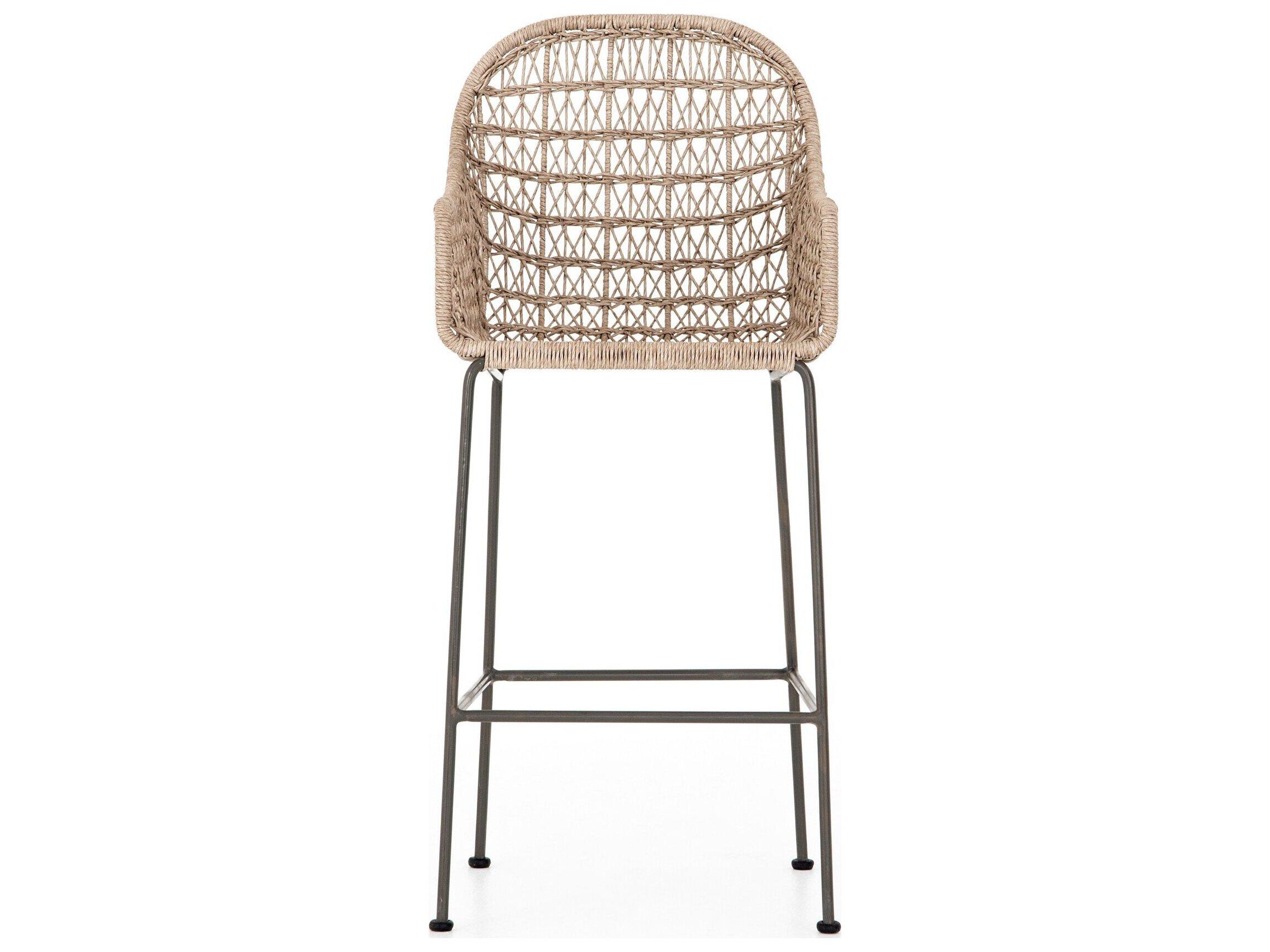 Four Hands Outdoor Grass Roots Grey Bronze / Vintage White Resin Wrought Iron Bar Stool