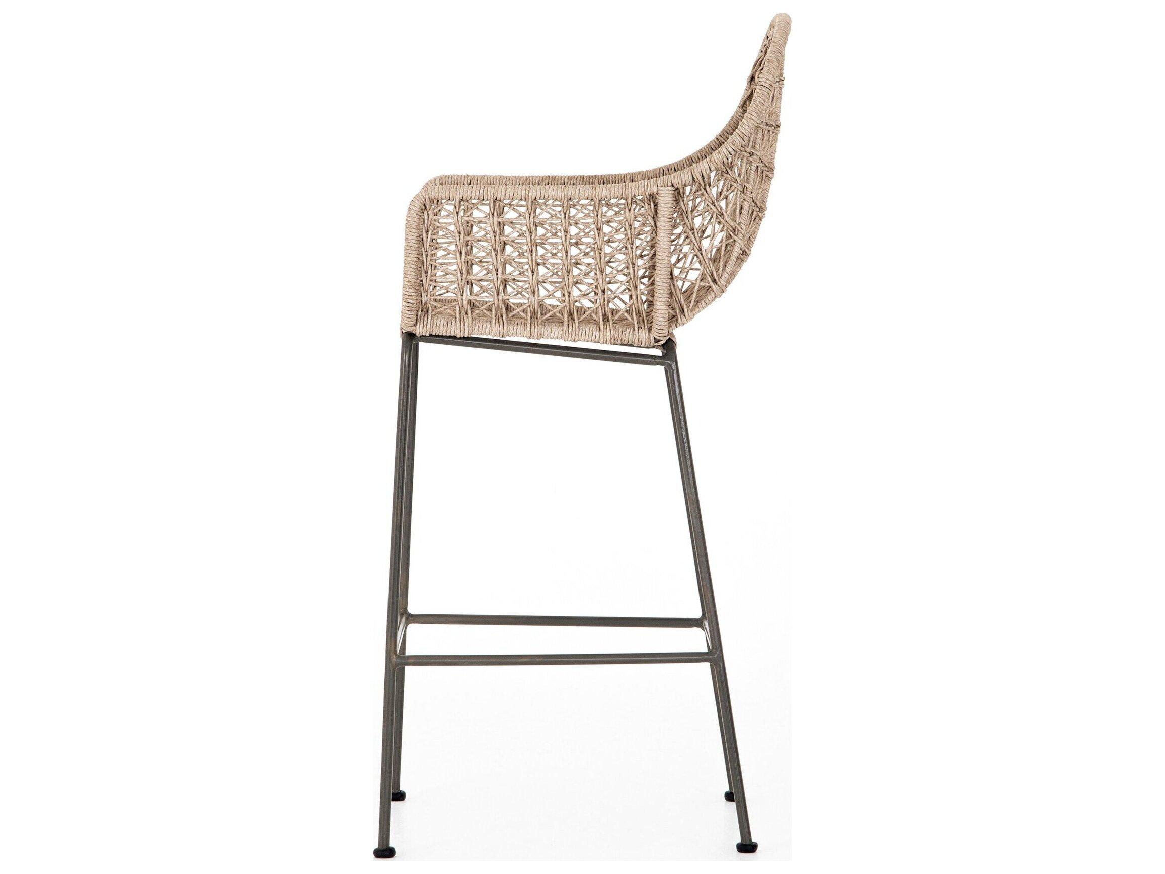 Four Hands Outdoor Grass Roots Grey Bronze / Vintage White Resin Wrought Iron Bar Stool