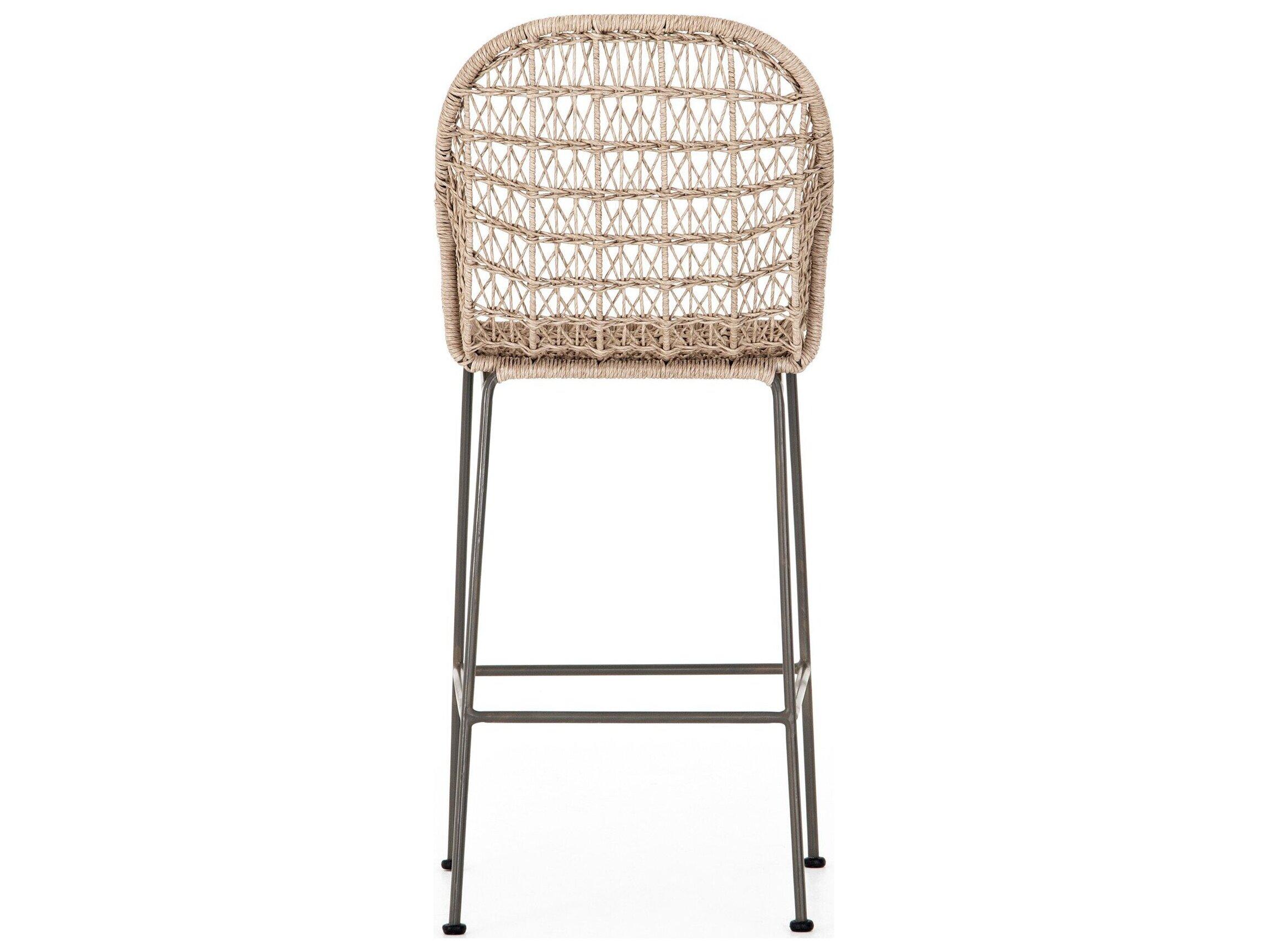 Four Hands Outdoor Grass Roots Grey Bronze / Vintage White Resin Wrought Iron Bar Stool